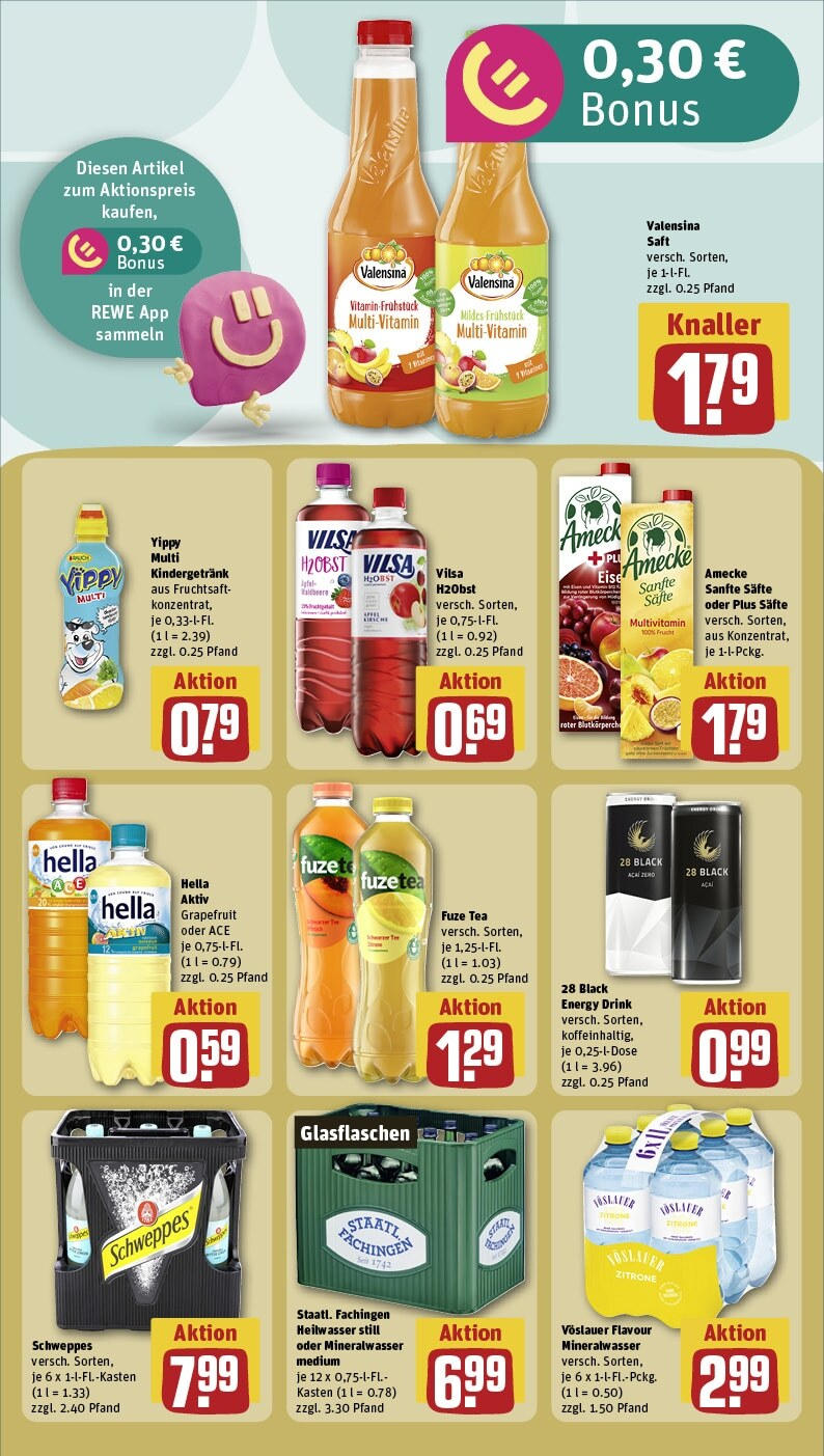 Rewe - Berlin / Mitte, Ackerstraße 2 (ab 06.01.2025) zum Blättern » Angebote | Seite: 21 | Produkte: Fuze tea, Valensina, Hella, Saft