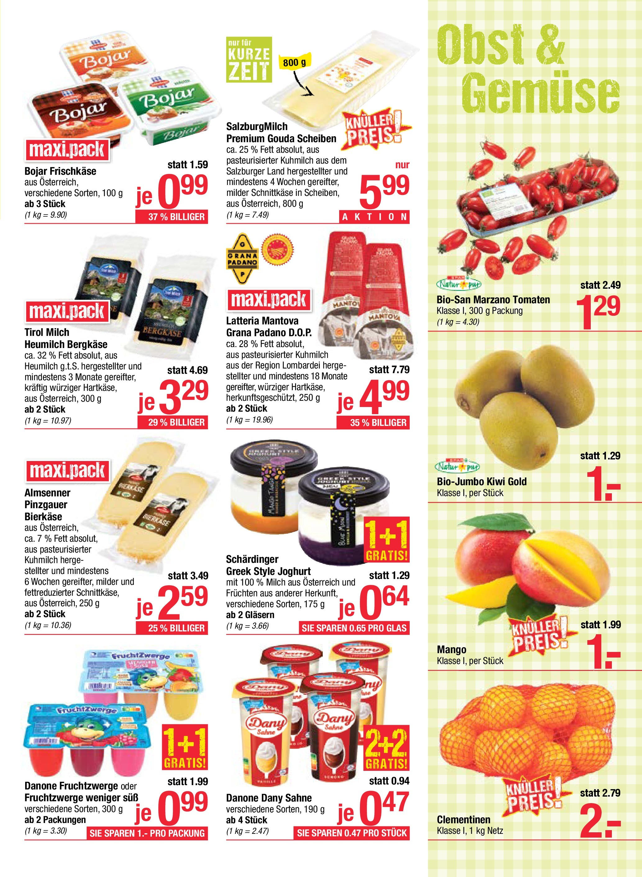 Maximarkt Flugblatt - Linz von 07.01.2025 - Aktuelle Angebote | Seite: 9 | Produkte: Kiwi, Obst, Mango, Joghurt