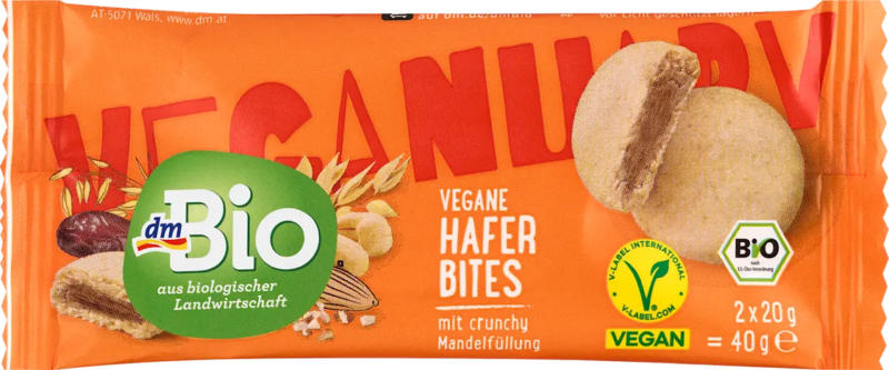 dmBio Vegane Cookies, Hafer mit Crunchy Mandel Füllung