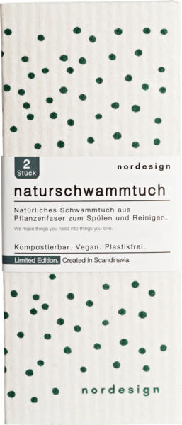 nordesign Naturschwammtuch-Set aus Zellulose/Baumwolle, salbei/weiß (17,2x20 cm)