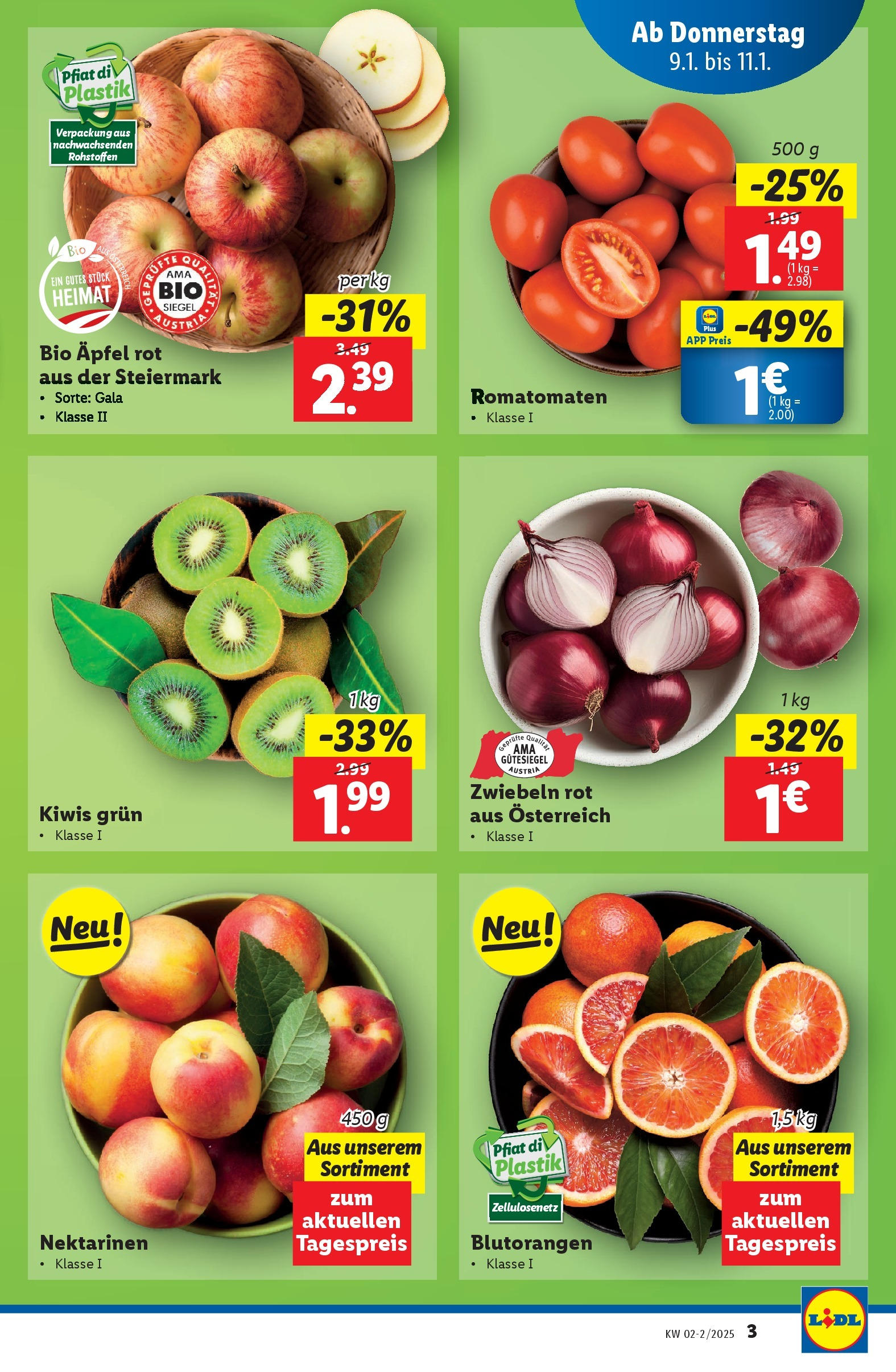 Lidl Flugblatt - Wien ab 09.01.2025 - Angebote ab donnerstag | Seite: 3 | Produkte: Zwiebeln, Äpfel