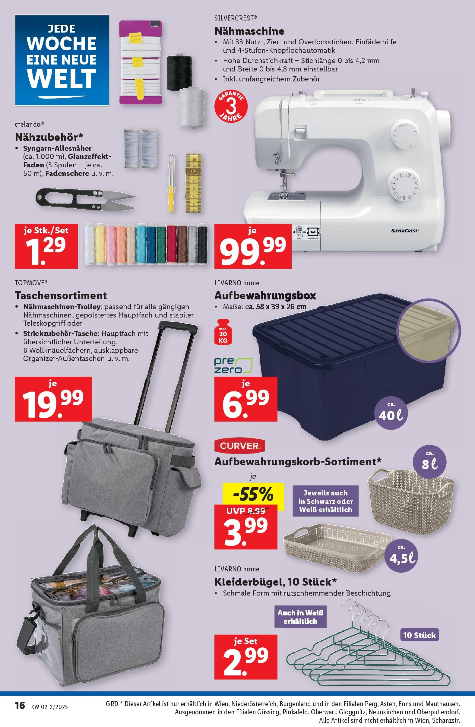 Lidl Flugblatt - Wien ab 09.01.2025 - Angebote ab donnerstag | Seite: 16 | Produkte: Nähmaschine