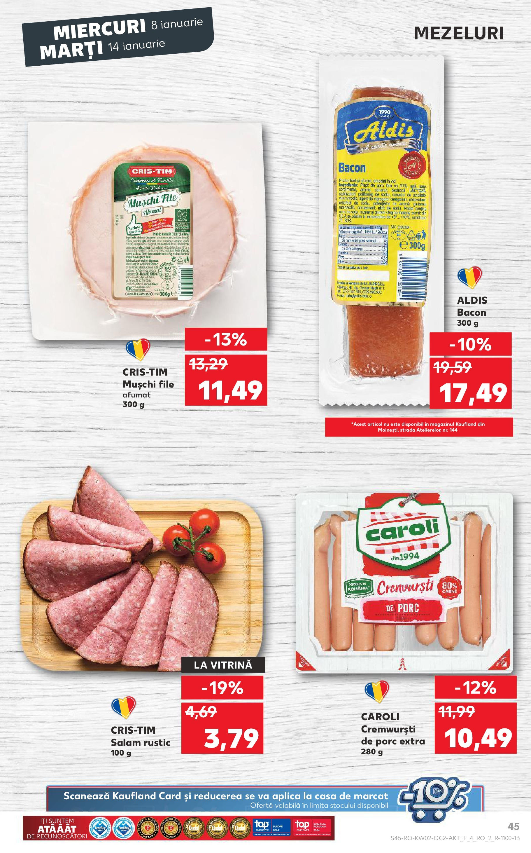 Catalog Kaufland - Târgovişte 08.01.2025 - Revista si Oferta | Pagină: 45 | Produse: Vitrină, Bacon, Salam