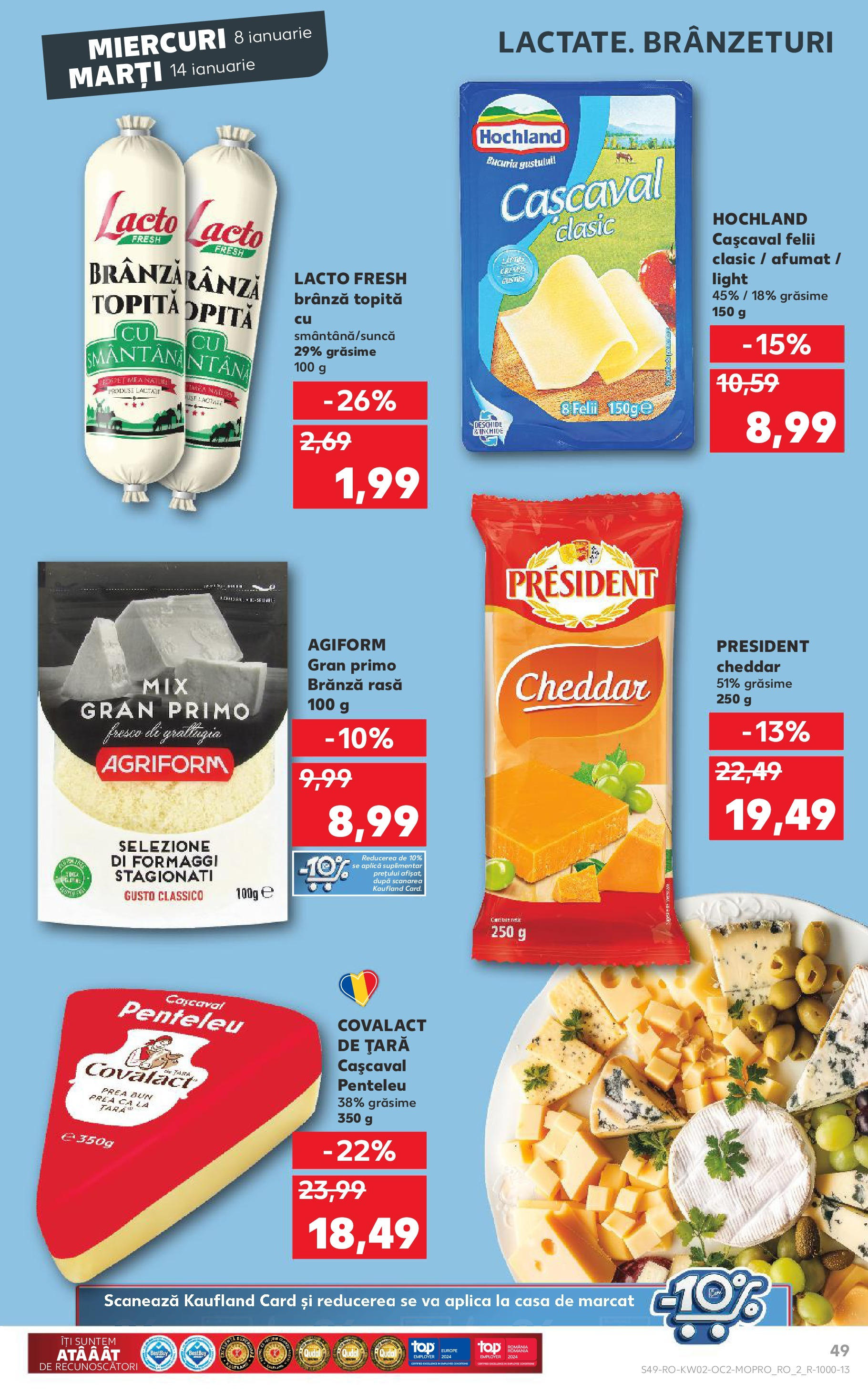 Catalog Kaufland - Târgovişte 08.01.2025 - Revista si Oferta | Pagină: 49 | Produse: Cașcaval, Brânză