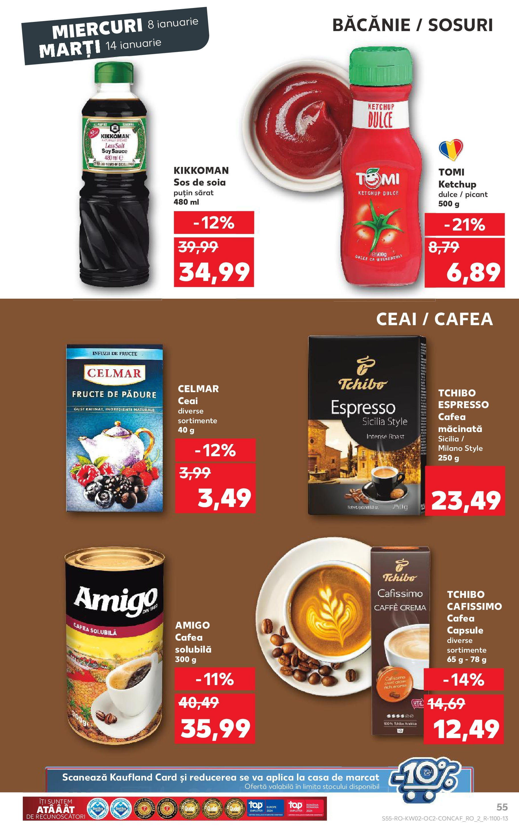 Catalog Kaufland - Târgovişte 08.01.2025 - Revista si Oferta | Pagină: 55 | Produse: Cafea, Ceai, Ketchup, Fructe