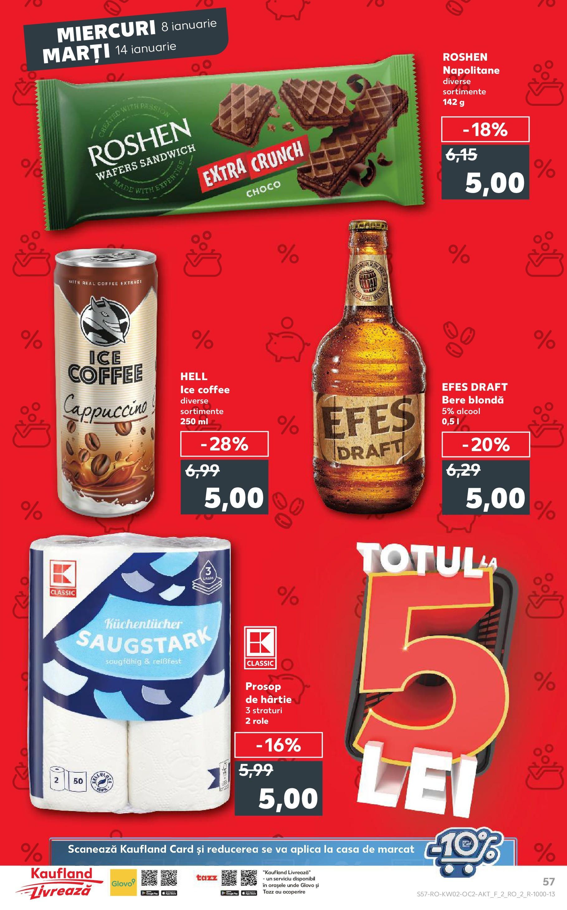 Catalog Kaufland - Târgovişte 08.01.2025 - Revista si Oferta | Pagină: 57 | Produse: Role, Napolitane, Bere