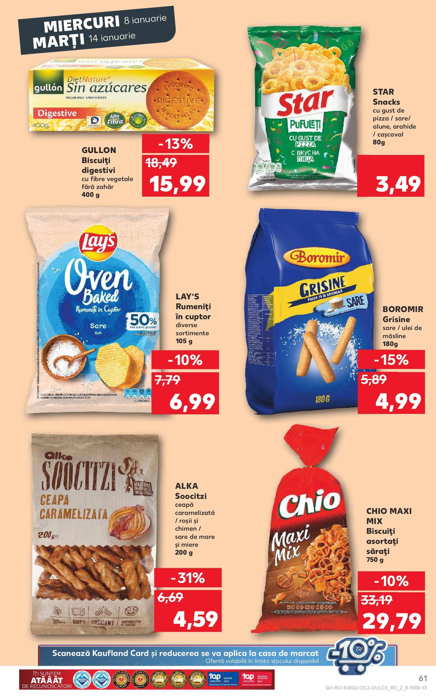 Catalog Kaufland - Târgovişte 08.01.2025 - Revista si Oferta | Pagină: 61 | Produse: Cașcaval, Pizza, Pufuleți, Ceapă