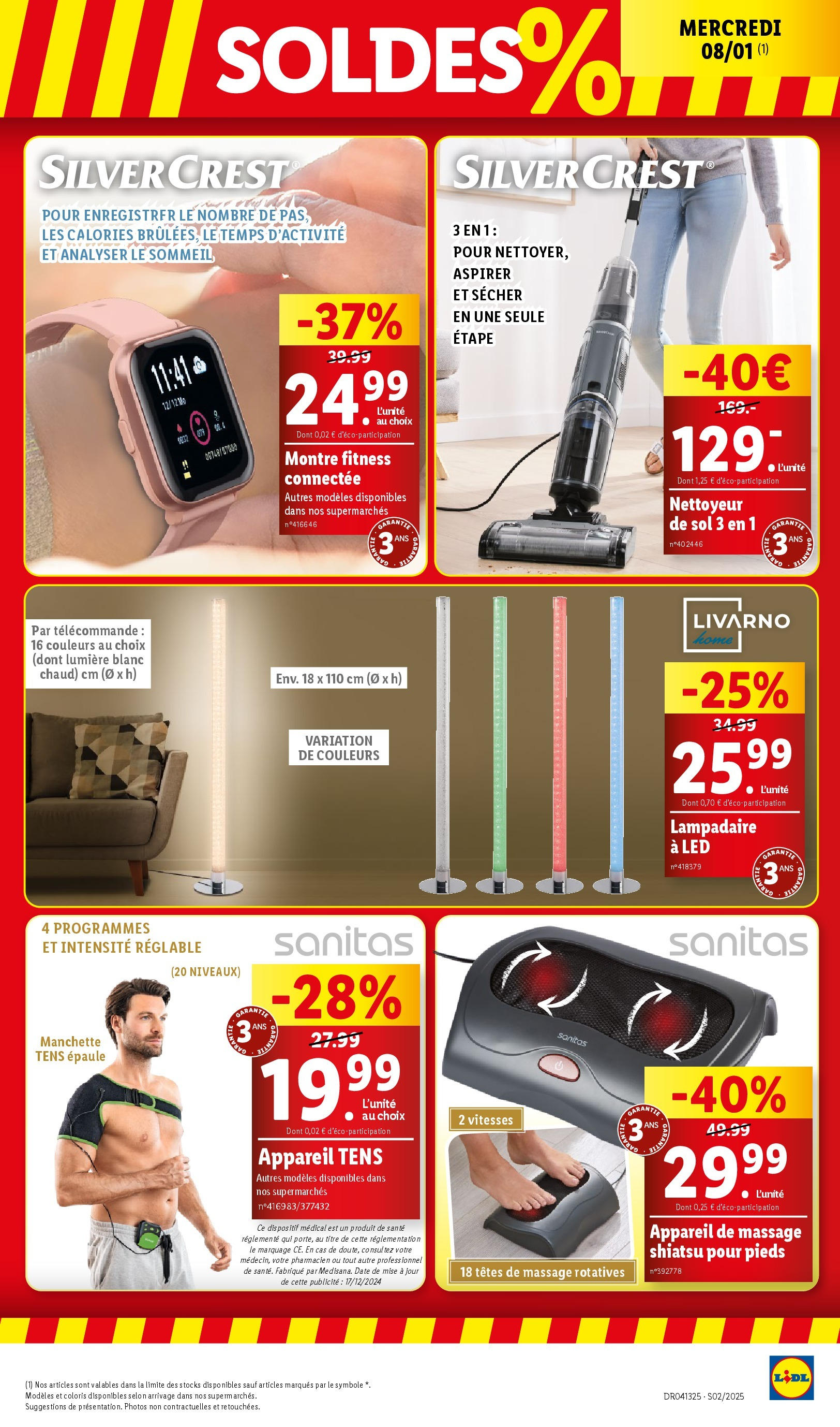 Catalogue LIDL du 06/01/2025 | Promo prospectus en ligne | Page: 23 | Produits: Montre, Appareil de massage, Lampadaire, Télécommande