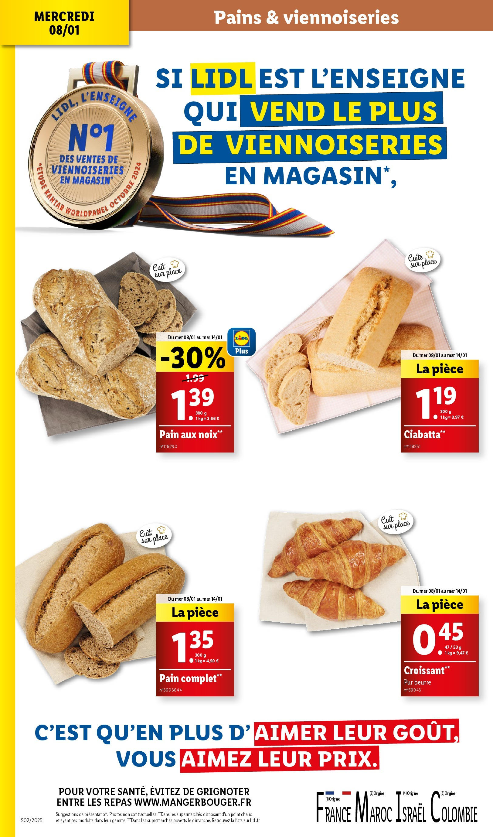 Catalogue LIDL du 07/01/2025 | Promo prospectus en ligne | Page: 4 | Produits: Viennoiseries, Beurre, Pain, Noix