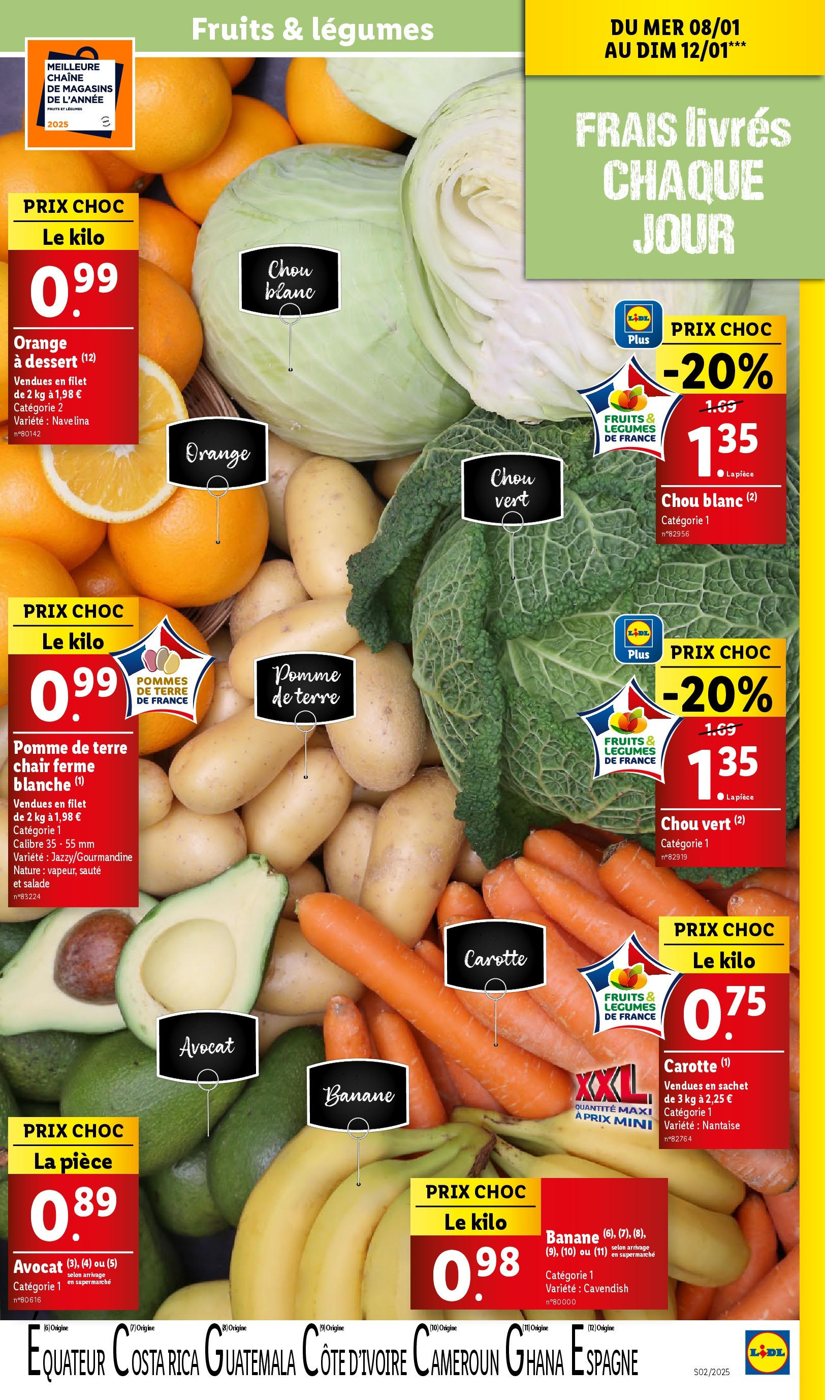 Catalogue LIDL du 07/01/2025 | Promo prospectus en ligne | Page: 5 | Produits: Avocat, Orange, Banane, Carotte