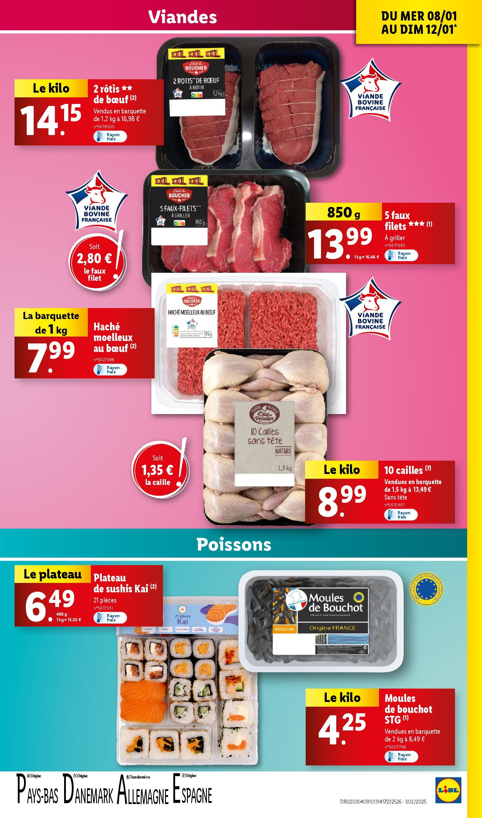 Catalogue LIDL du 07/01/2025 | Promo prospectus en ligne | Page: 7 | Produits: Plateau, Cailles, Viande, Viande bovine