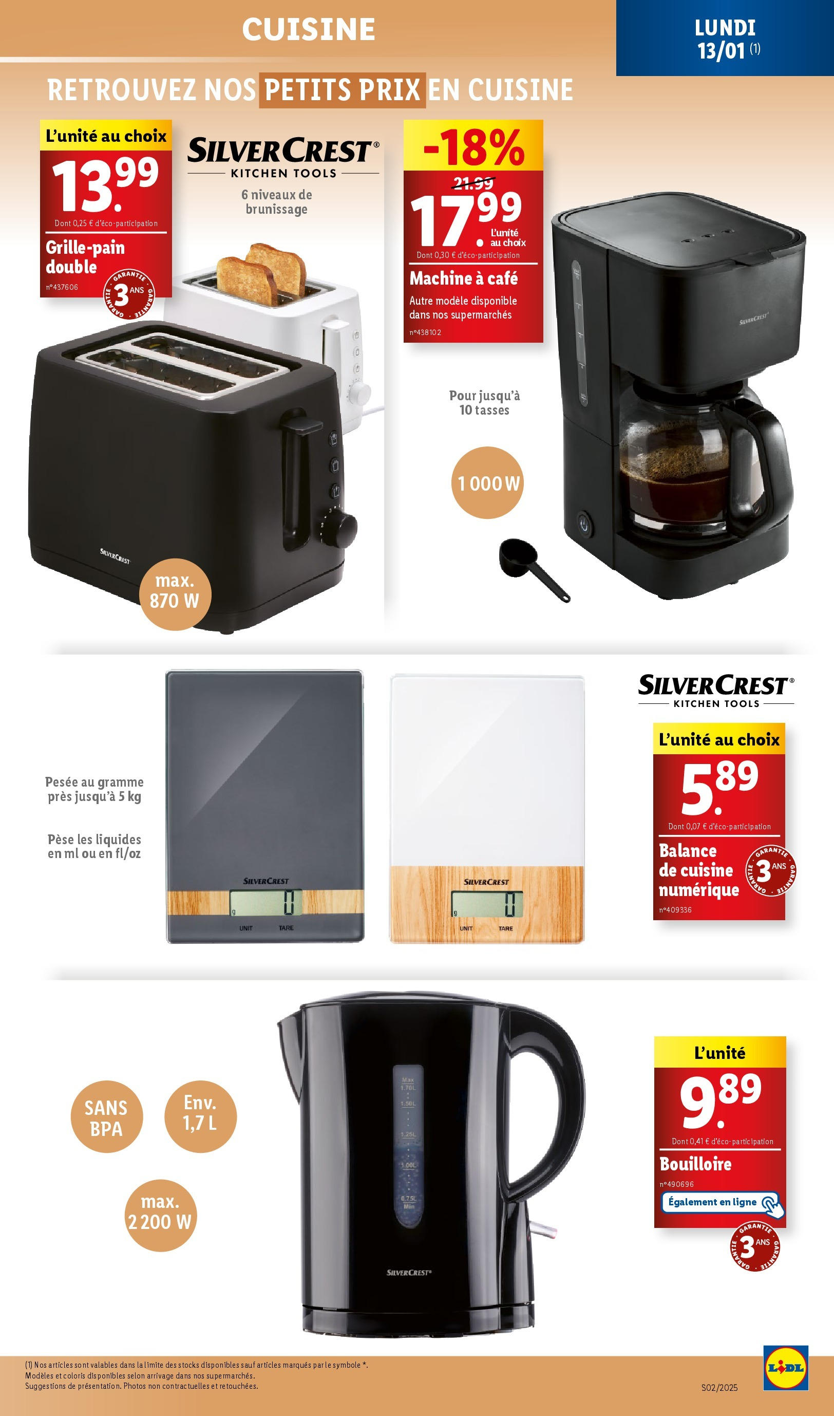 Catalogue LIDL du 07/01/2025 | Promo prospectus en ligne | Page: 77 | Produits: Machine à café, Bouilloire, Café, Tasses