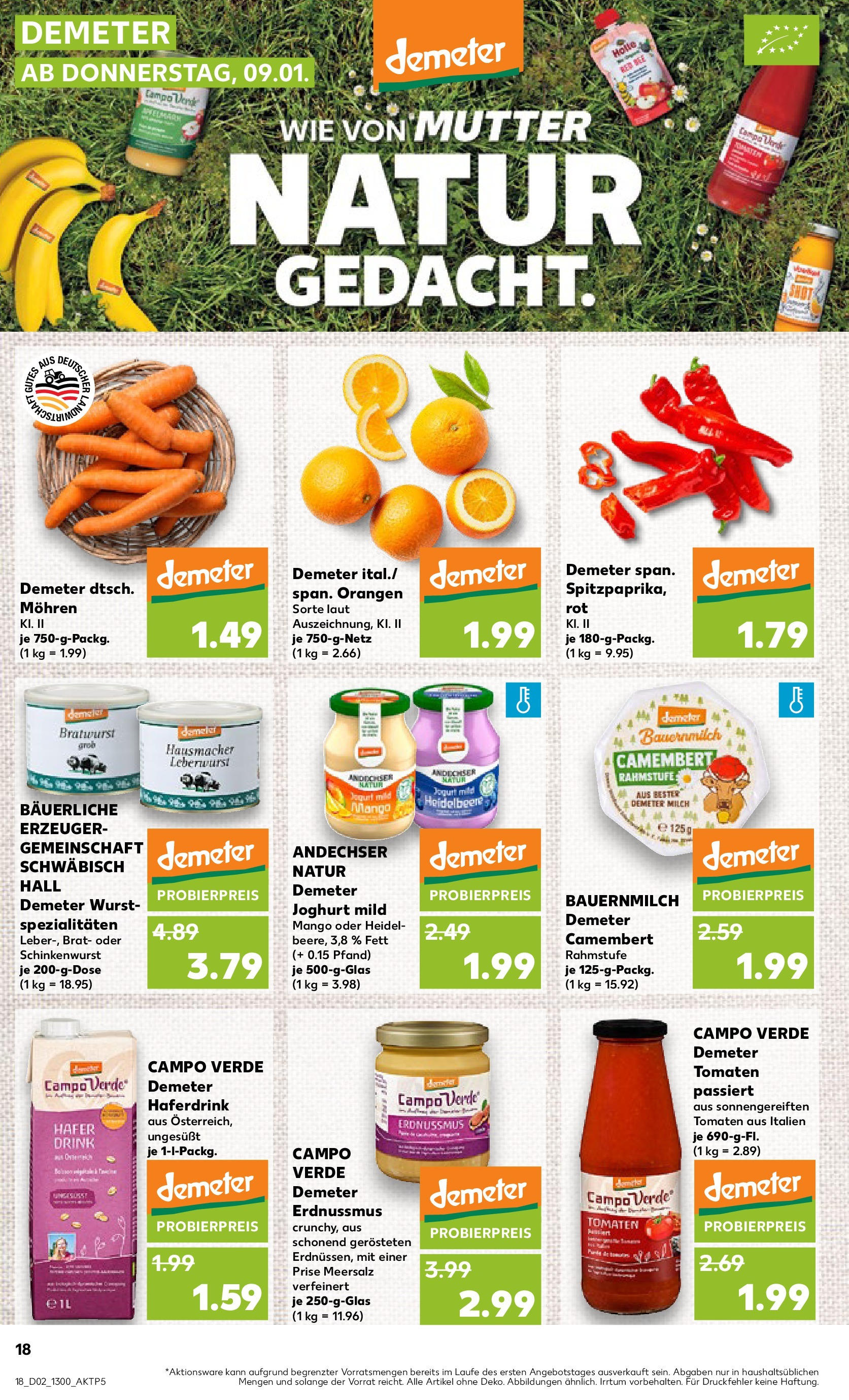 Kaufland - Nürnberg, Fürther Straße 187 (ab 09.01.2025) » Angebote Online zum Blättern | Seite: 18 | Produkte: Milch, Joghurt, Orangen, Wurst