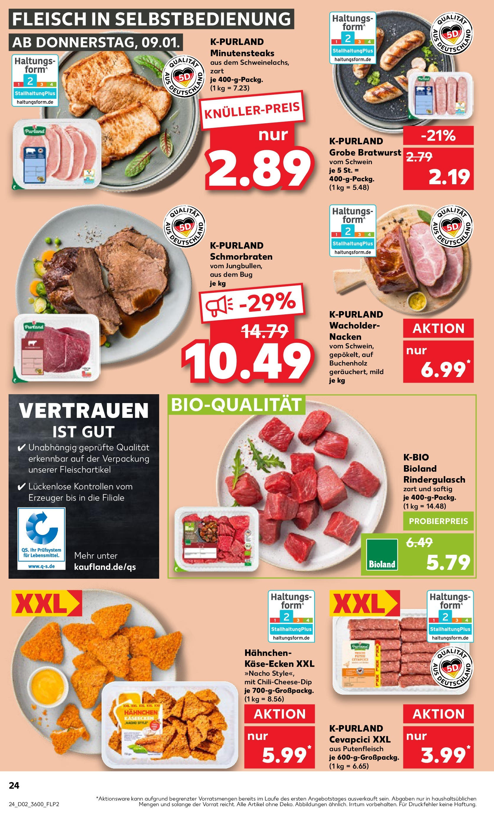 Kaufland - Ahrensfelde, Landsberger Chaussee 17 (ab 09.01.2025) » Angebote Online zum Blättern | Seite: 24 | Produkte: Rindergulasch, Bratwurst, Cevapcici, Fleisch