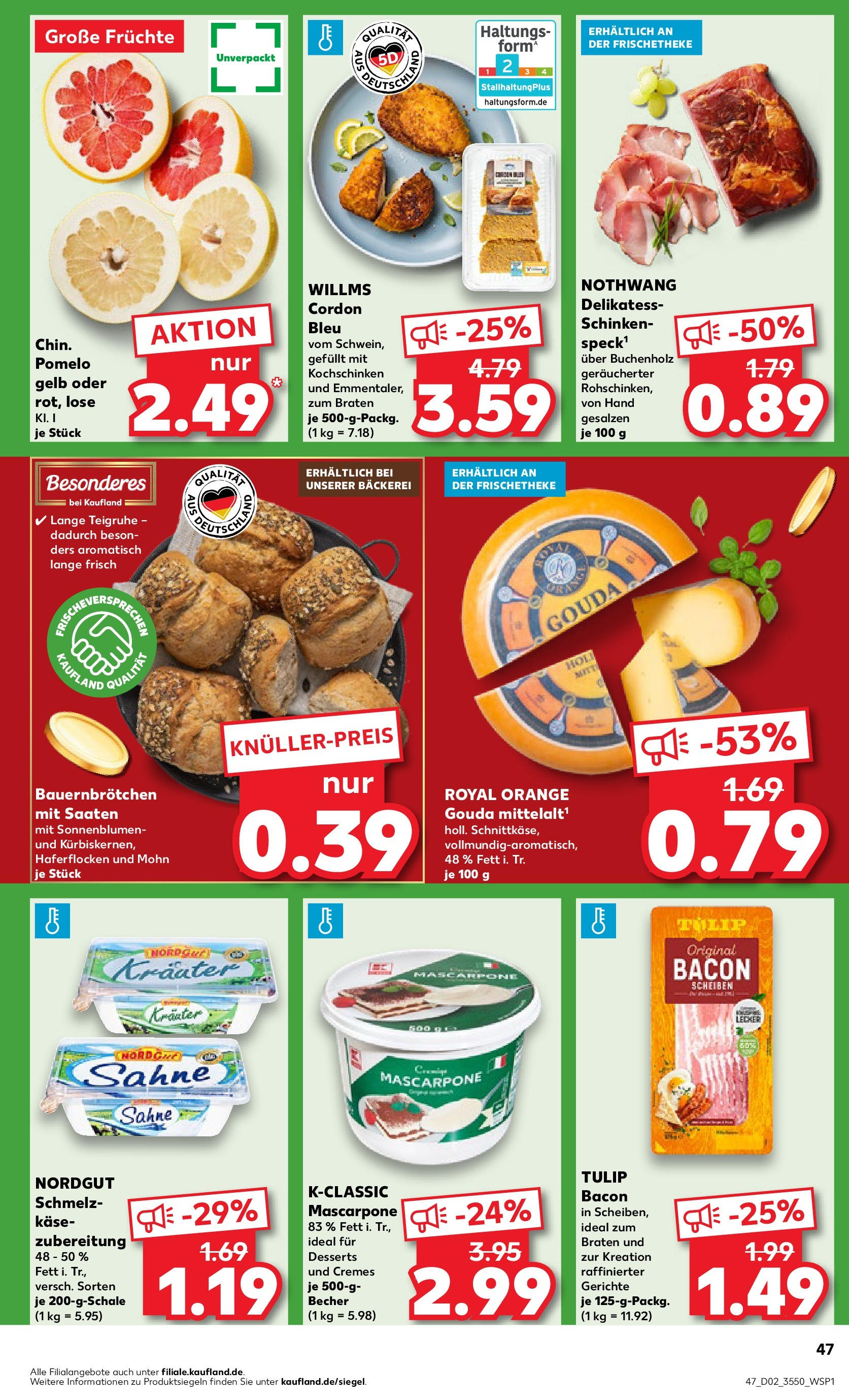 Kaufland - Berlin-Reinickendorf, Ollenhauerstraße 122 (ab 09.01.2025) » Angebote Online zum Blättern | Seite: 47 | Produkte: Bäckerei, Mascarpone, Schinken, Sahne