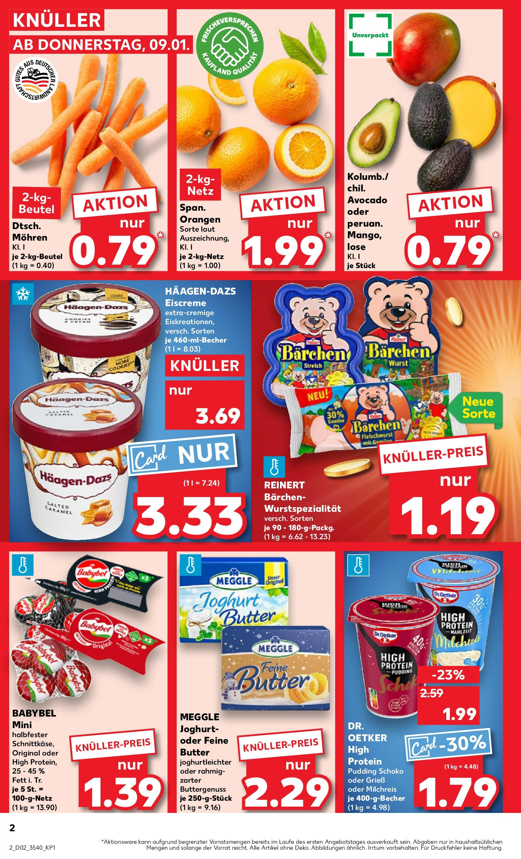 Kaufland - Berlin-Britz, Gutschmidtstraße 19 (ab 09.01.2025) » Angebote Online zum Blättern | Seite: 2 | Produkte: Butter, Eiscreme, Pudding, Mohren