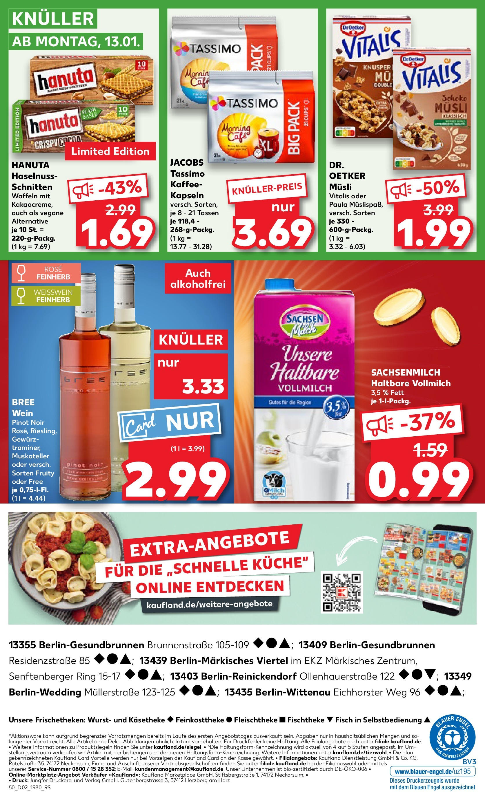 Kaufland - Berlin-Reinickendorf, Ollenhauerstraße 122 (ab 09.01.2025) » Angebote Online zum Blättern | Seite: 50 | Produkte: Kaffee, Küche, Waffeln, Fisch