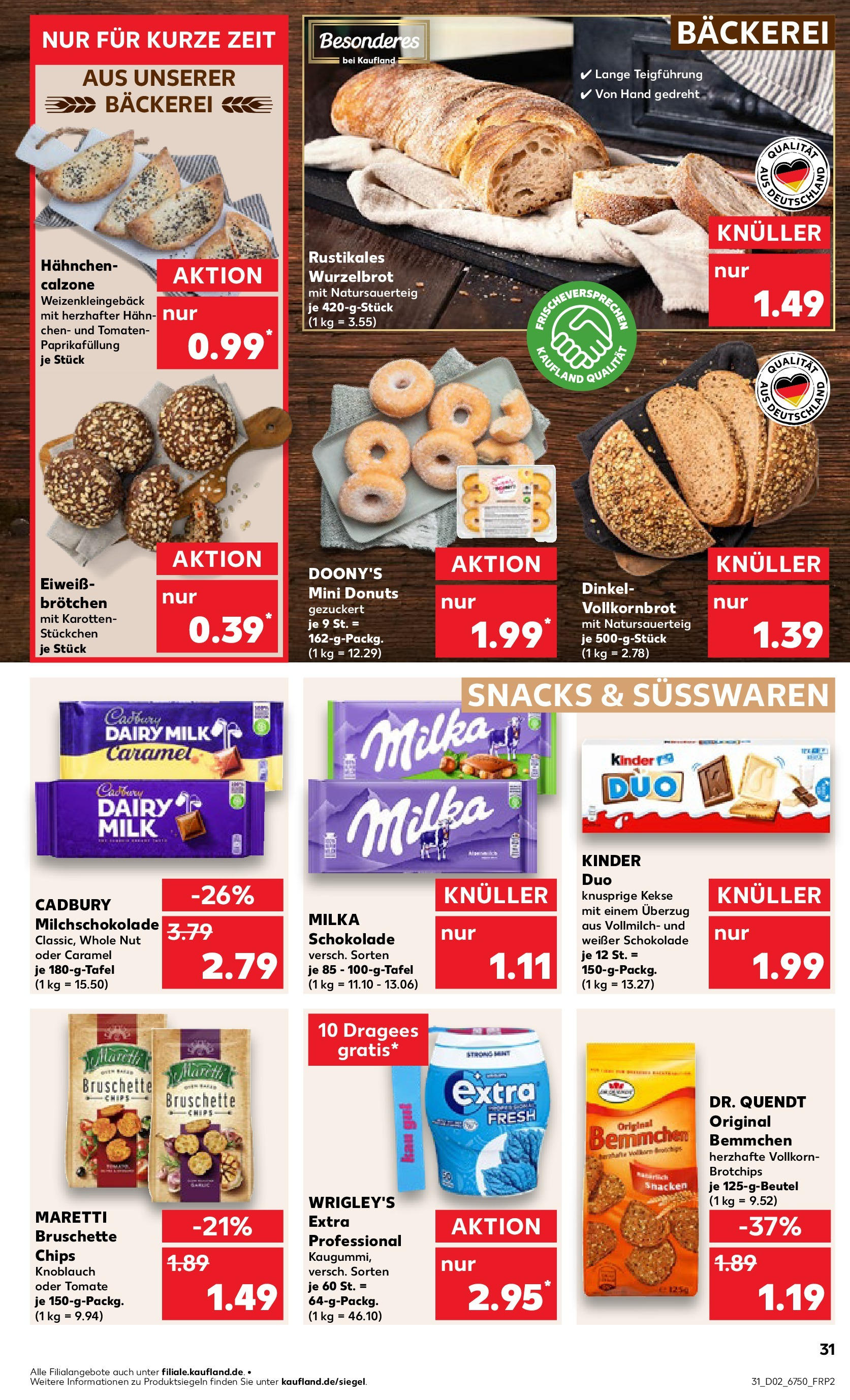 Kaufland - Berlin-Reinickendorf, Ollenhauerstraße 122 (ab 09.01.2025) » Angebote Online zum Blättern | Seite: 31 | Produkte: Schokolade, Vollkornbrot, Milka, Donuts