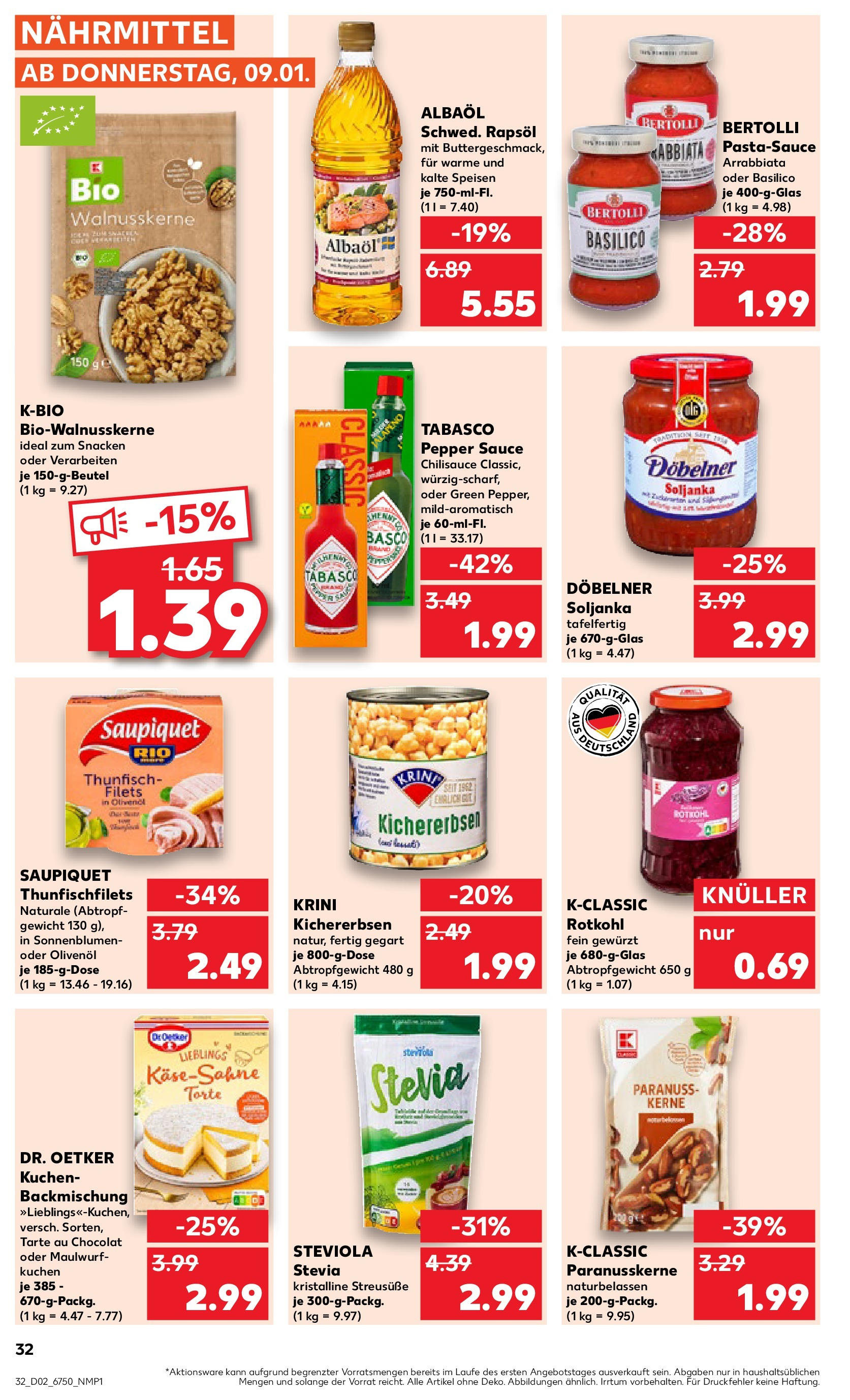 Kaufland - Berlin-Reinickendorf, Ollenhauerstraße 122 (ab 09.01.2025) » Angebote Online zum Blättern | Seite: 32 | Produkte: Gewicht, Rotkohl, Thunfisch, Kuchen