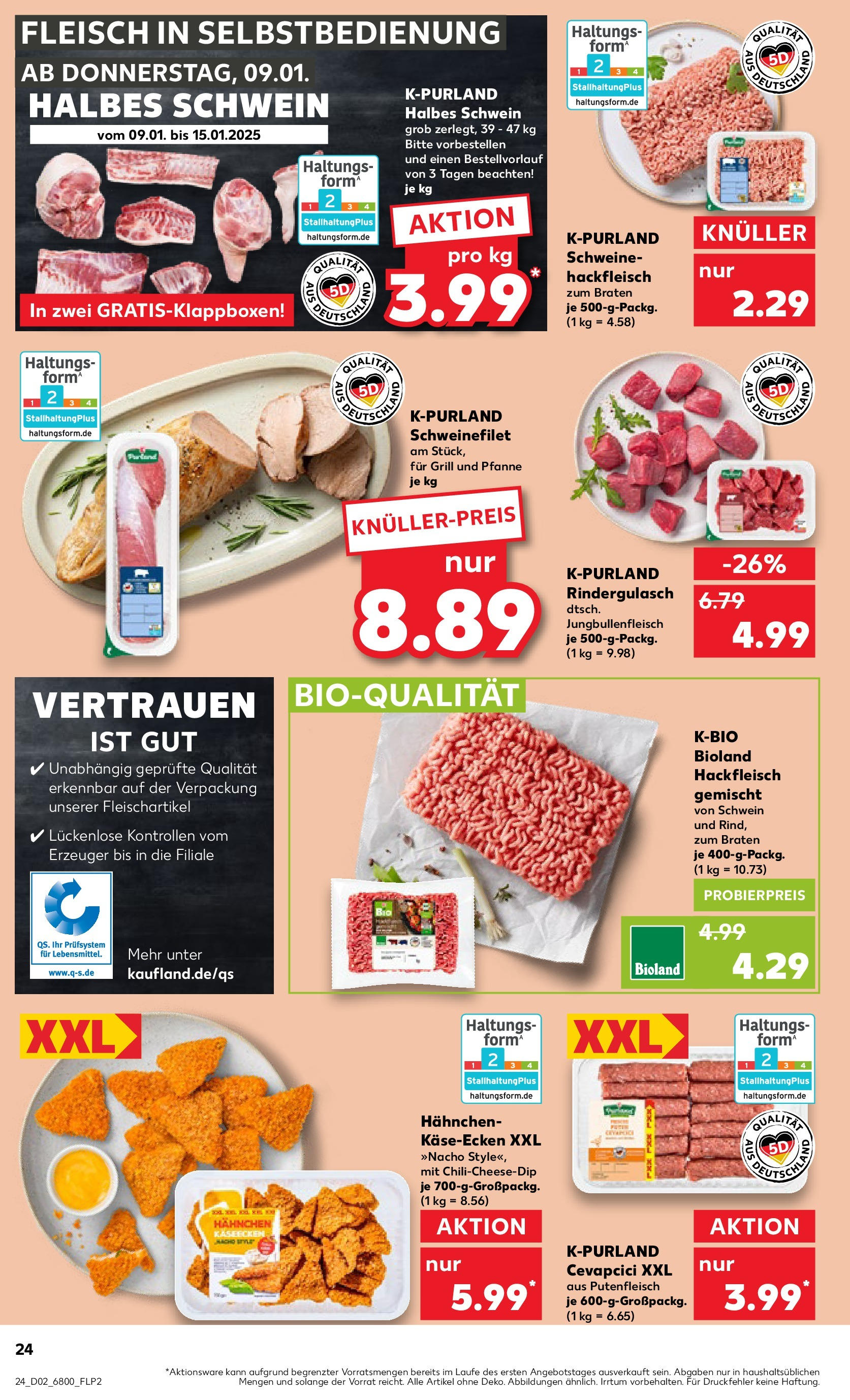 Kaufland - Berlin-Reinickendorf, Ollenhauerstraße 122 (ab 09.01.2025) » Angebote Online zum Blättern | Seite: 24 | Produkte: Hahnchen, Cevapcici, Schweinefilet, Hackfleisch