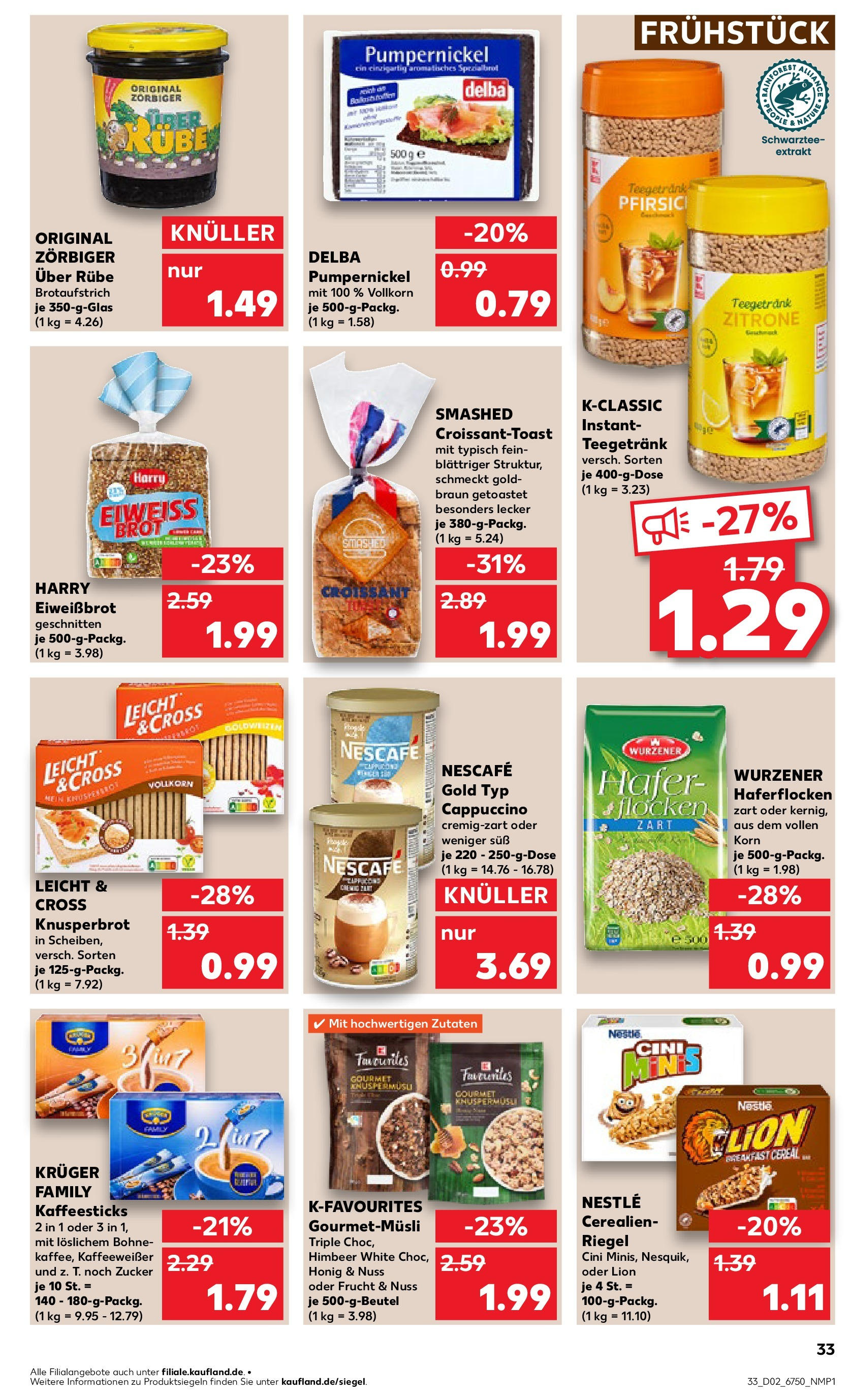 Kaufland - Berlin-Reinickendorf, Ollenhauerstraße 122 (ab 09.01.2025) » Angebote Online zum Blättern | Seite: 33 | Produkte: Nescafe, Croissant, Brot, Flocken