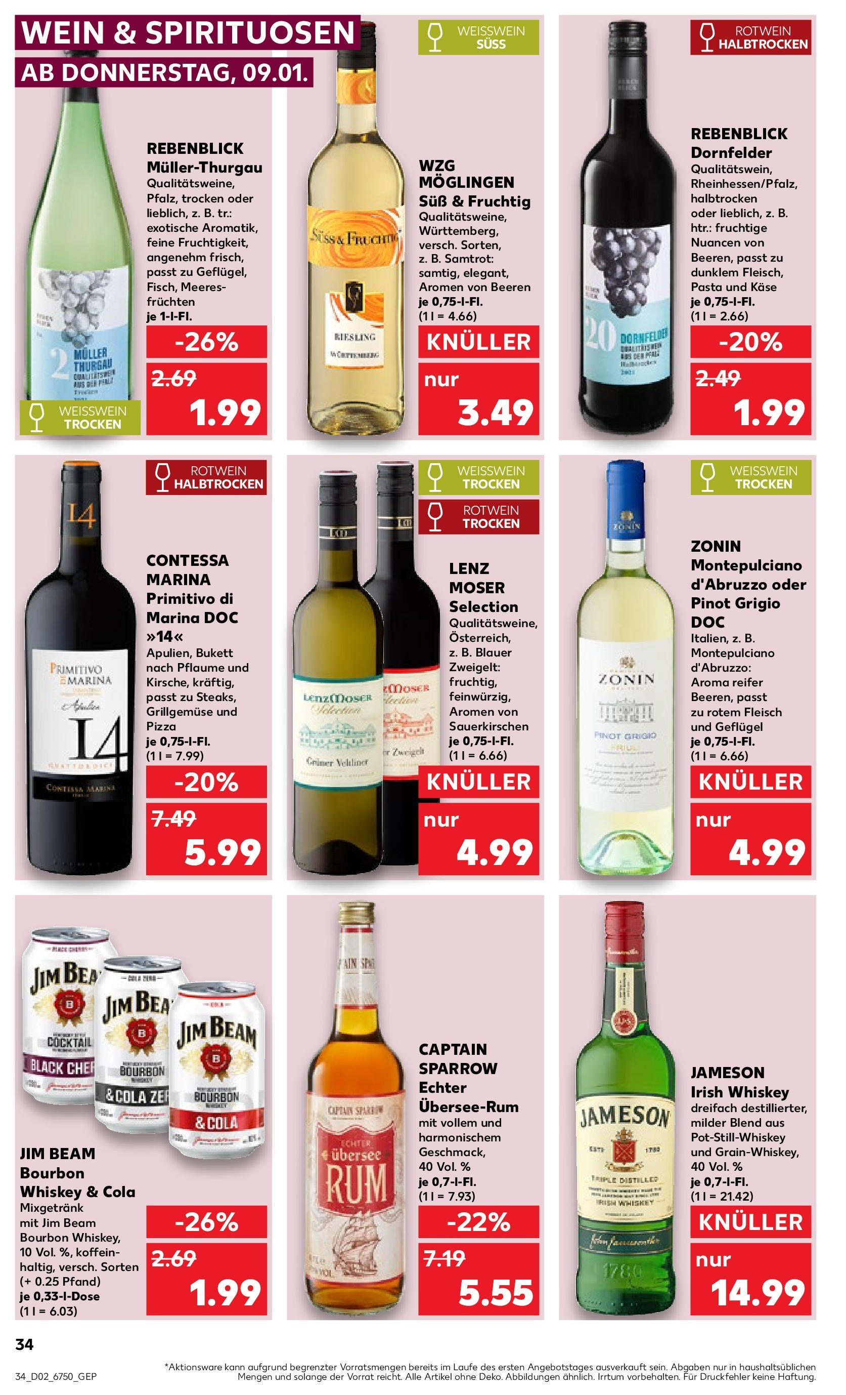 Kaufland - Berlin-Reinickendorf, Ollenhauerstraße 122 (ab 09.01.2025) » Angebote Online zum Blättern | Seite: 34 | Produkte: Weißwein, Rotwein, Pasta, Wein