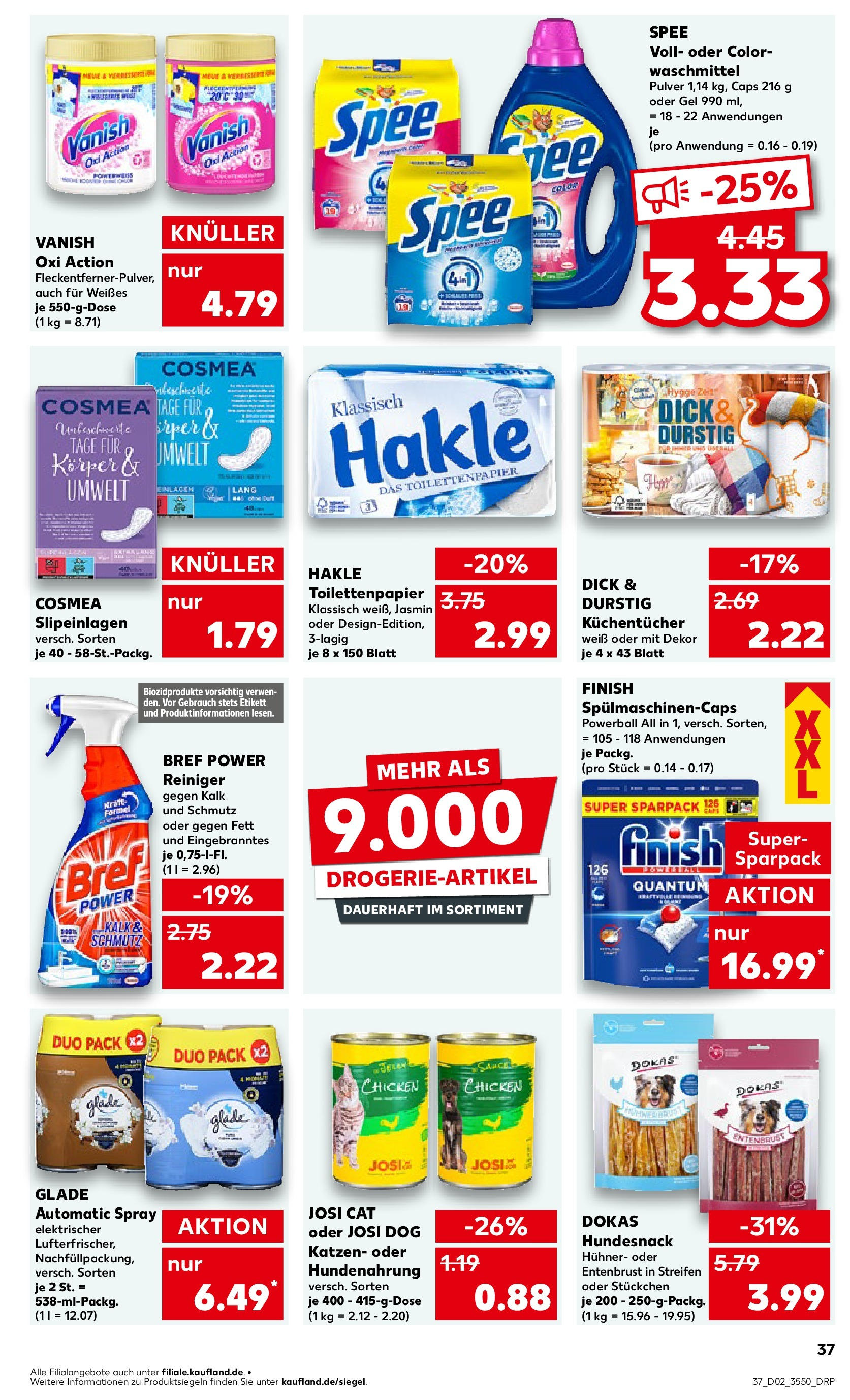 Kaufland - Berlin-Reinickendorf, Ollenhauerstraße 122 (ab 09.01.2025) » Angebote Online zum Blättern | Seite: 37 | Produkte: Finish, Spee, Waschmittel, Toilettenpapier