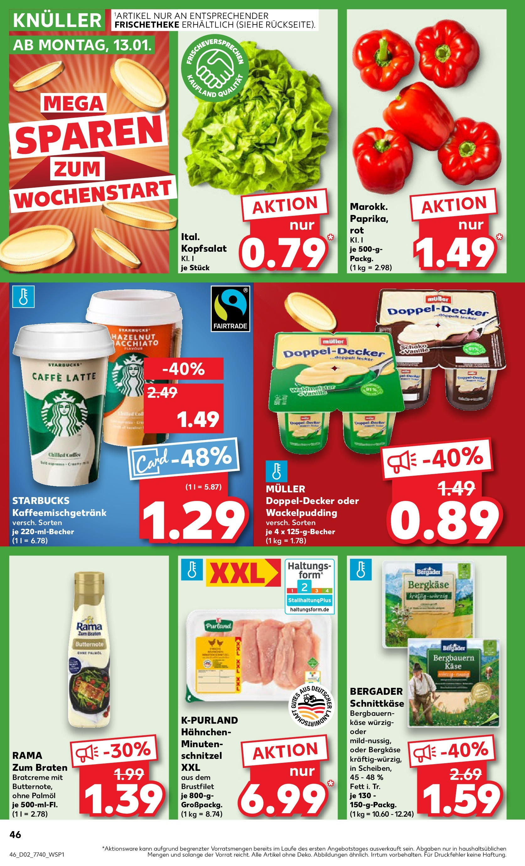 Kaufland - Nürnberg, Fürther Straße 187 (ab 09.01.2025) » Angebote Online zum Blättern | Seite: 46 | Produkte: Hahnchen, Käse, Starbucks, Schnitzel