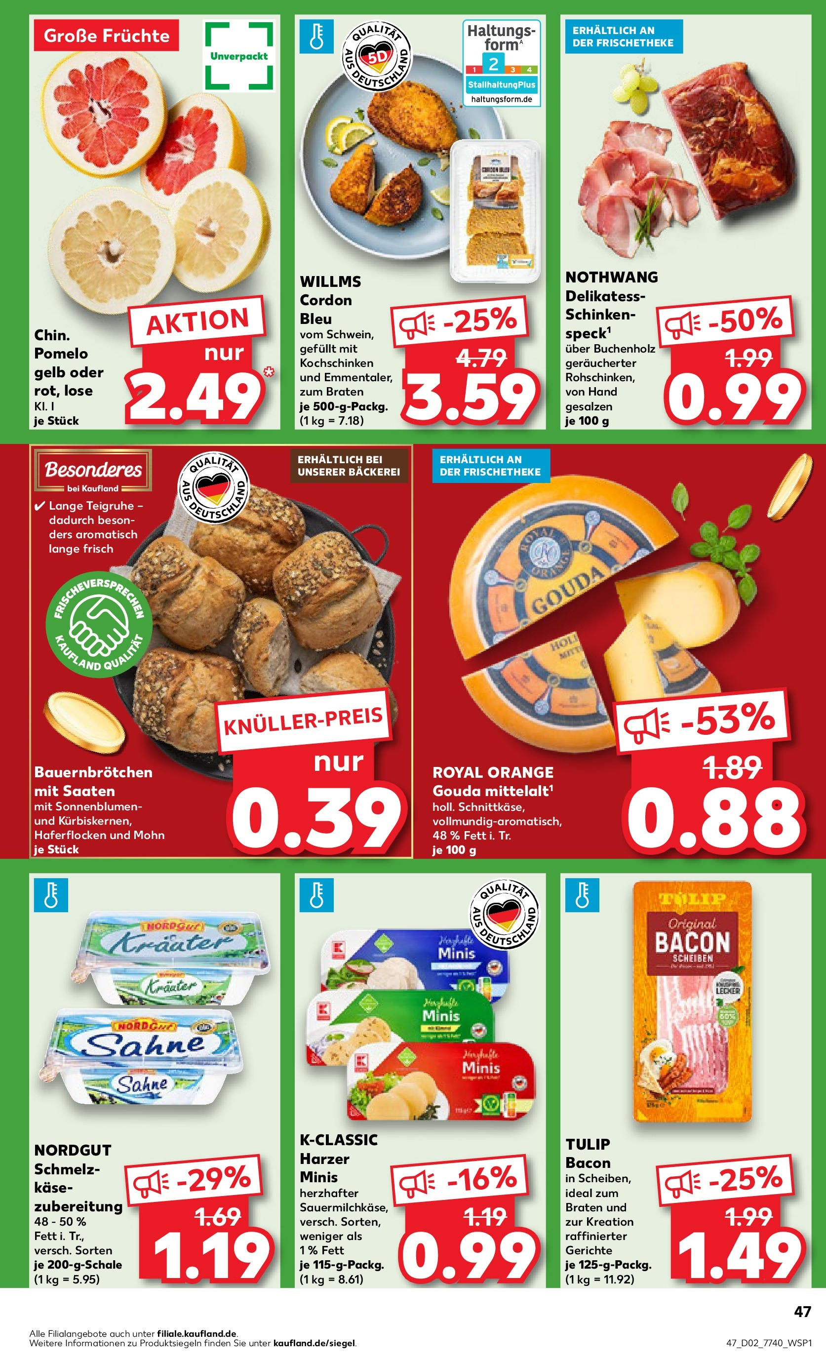 Kaufland - Nürnberg, Fürther Straße 187 (ab 09.01.2025) » Angebote Online zum Blättern | Seite: 47 | Produkte: Bäckerei, Gouda, Schinken, Sahne