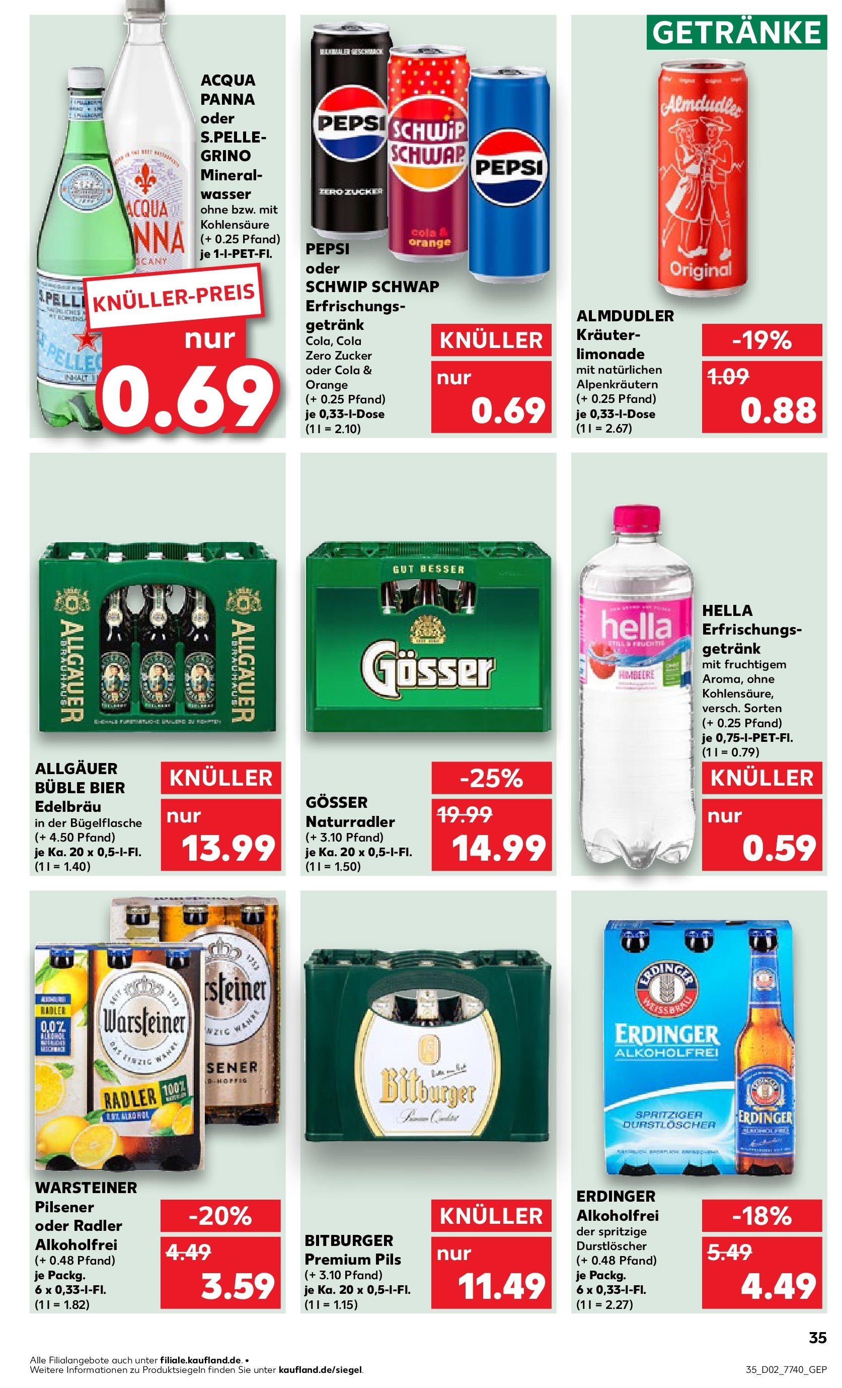 Kaufland - Nürnberg, Fürther Straße 187 (ab 09.01.2025) » Angebote Online zum Blättern | Seite: 35 | Produkte: Cola, Bier, Radler, Wasser