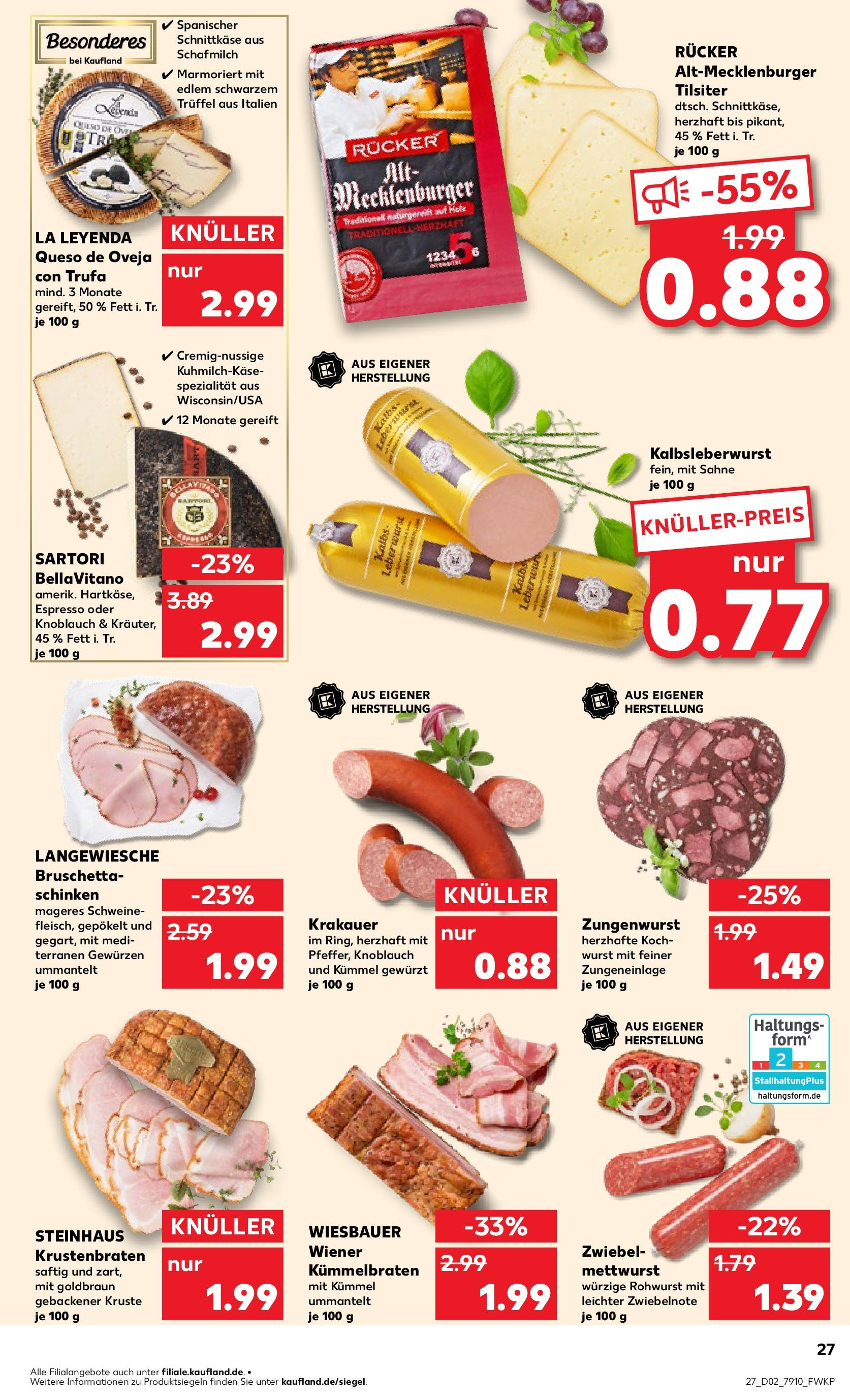 Kaufland - Nürnberg, Fürther Straße 187 (ab 09.01.2025) » Angebote Online zum Blättern | Seite: 27 | Produkte: Krustenbraten, Wurst, Schinken, Sahne