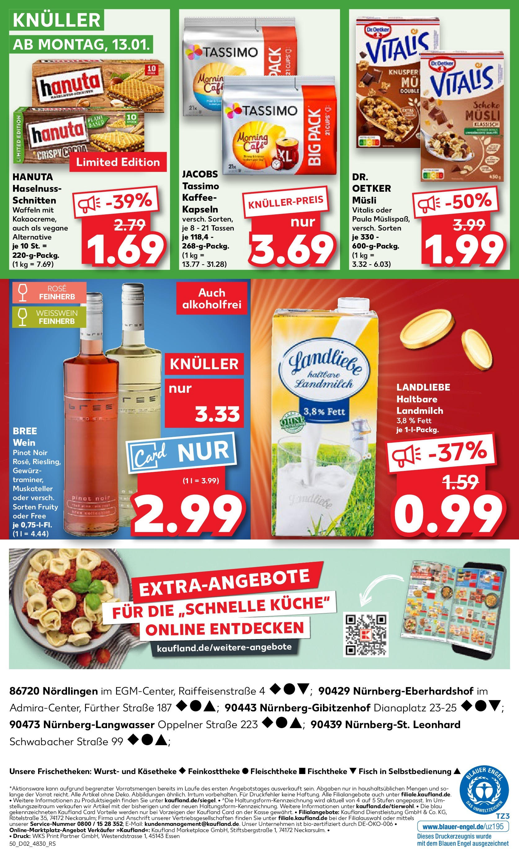 Kaufland - Nürnberg, Fürther Straße 187 (ab 09.01.2025) » Angebote Online zum Blättern | Seite: 50 | Produkte: Musli, Weißwein, Küche, Waffeln