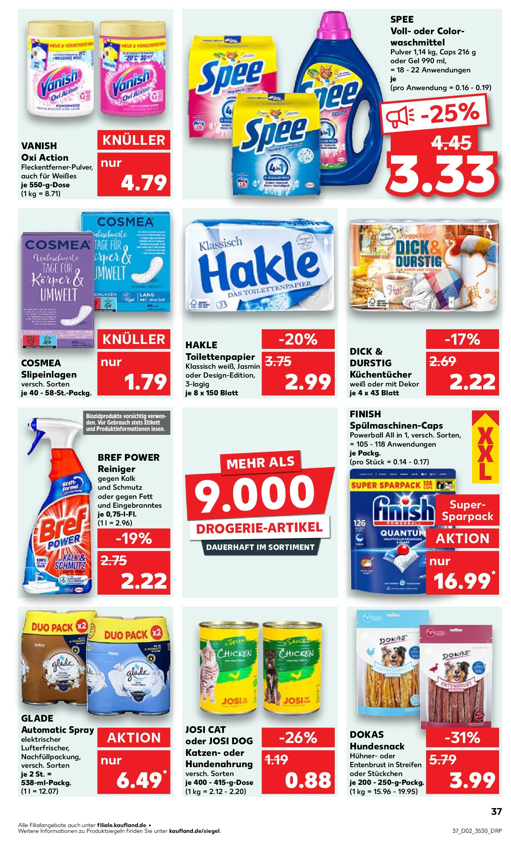 Kaufland - Ahrensfelde, Landsberger Chaussee 17 (ab 09.01.2025) » Angebote Online zum Blättern | Seite: 37 | Produkte: Finish, Spee, Waschmittel, Toilettenpapier