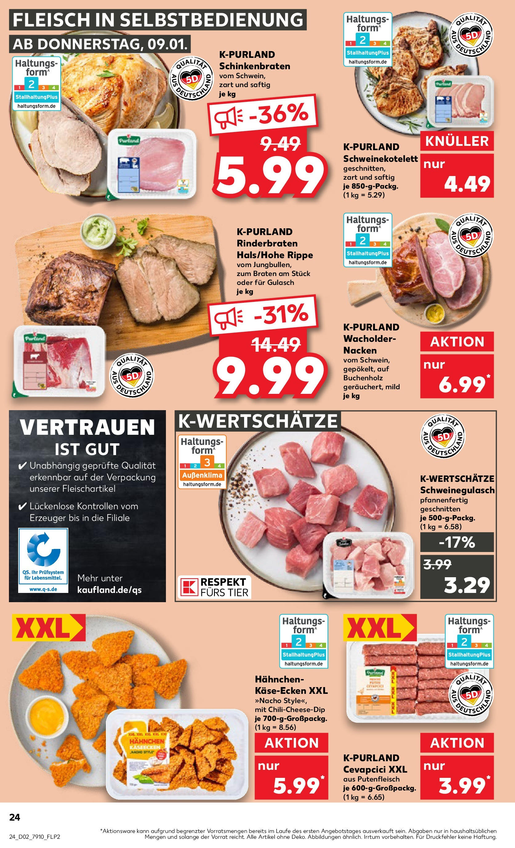 Kaufland - Nürnberg, Fürther Straße 187 (ab 09.01.2025) » Angebote Online zum Blättern | Seite: 24 | Produkte: Rinderbraten, Cevapcici, Gulasch, Fleisch