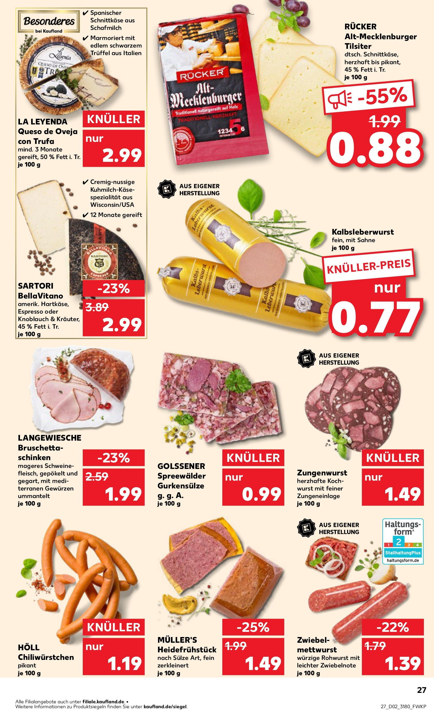 Kaufland - Ahrensfelde, Landsberger Chaussee 17 (ab 09.01.2025) » Angebote Online zum Blättern | Seite: 27 | Produkte: Wurst, Knoblauch, Schinken, Sahne