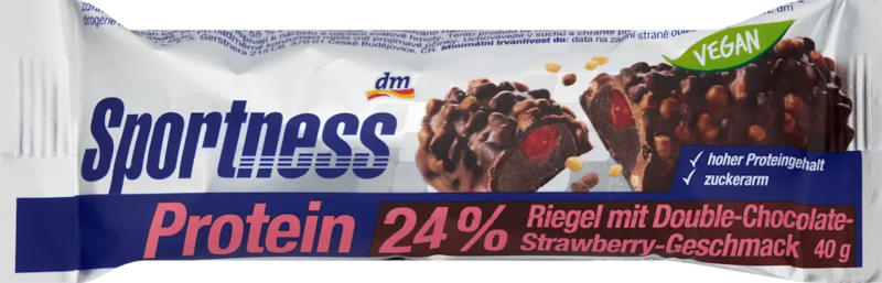 Sportness Proteinriegel 24%, Double Chocolate Strawberry Geschmack