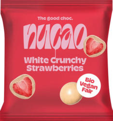 nucao Trockenfrüchte, White Crunchy Strawberries, Erdbeeren mit Schokolade