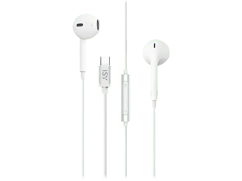 ISY IIE 1200-WT Kabelgebundenes In-Ear-Headset, Typ-C, Wired In-Ear Headset, Type-C, Bedienelement am Kabel; Kopfhörer