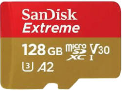 SandISK 128GB Extreme microSDXC Karte + SD-Adapter RescuePro Deluxe bis zu 190 MB/s mit App-Performance A2 UHS-I Class 10 U3 V30; Speicherkarte