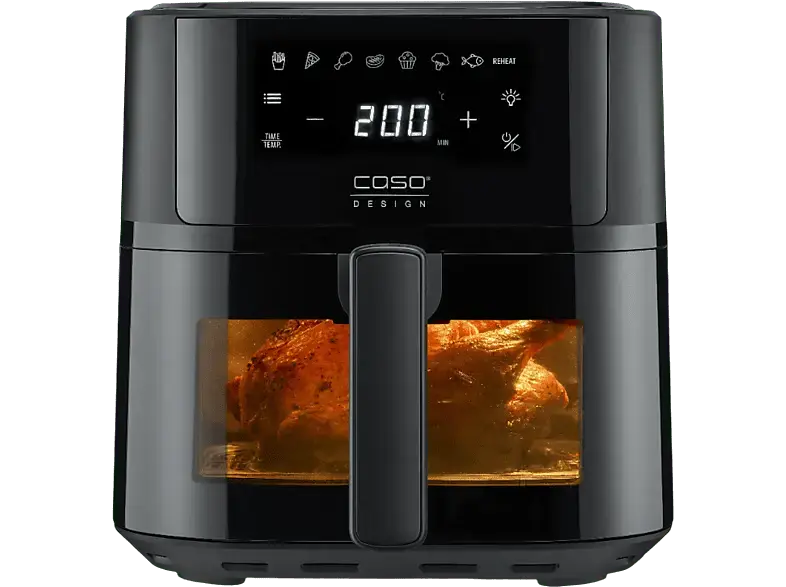 Caso 3185 AirFry 6.0 Heißluftfritteuse mit Sichtfenster (6 l, 1700 Watt, Schwarz)