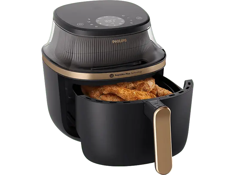 Philips NA332/00 Airfryer 3000 Series, Heißluftfritteuse (6,2 l, 1700 Watt, Schwarz/Kupfer)
