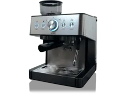 Koenic KEM 21524 M Espressomaschine (Edelstahl/Schwarz, Integriertes Mahlwerk, 1650 Watt, 15 bar)
