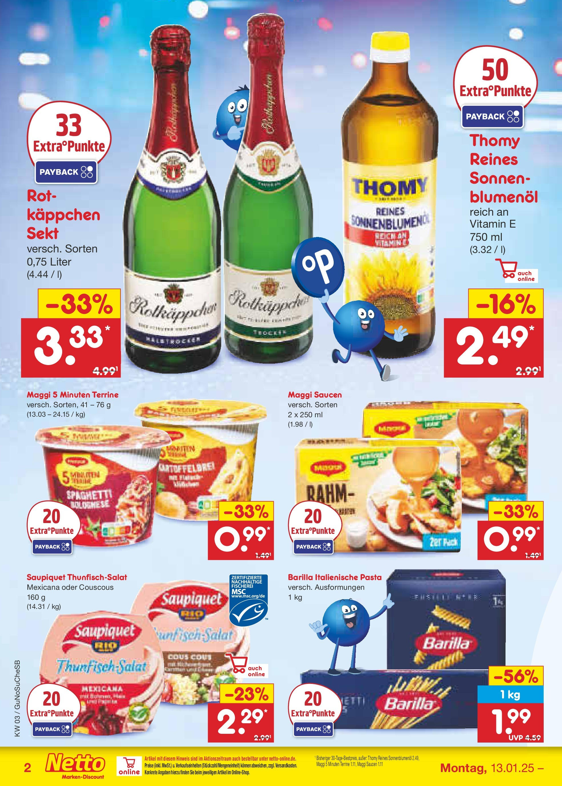 Netto Marken-Discount - Netto: Wochenangebote (ab 12.01.2025) » Angebote | Seite: 2 | Produkte: Maggi, Sonnenblumenol, Rotkäppchen, Pasta