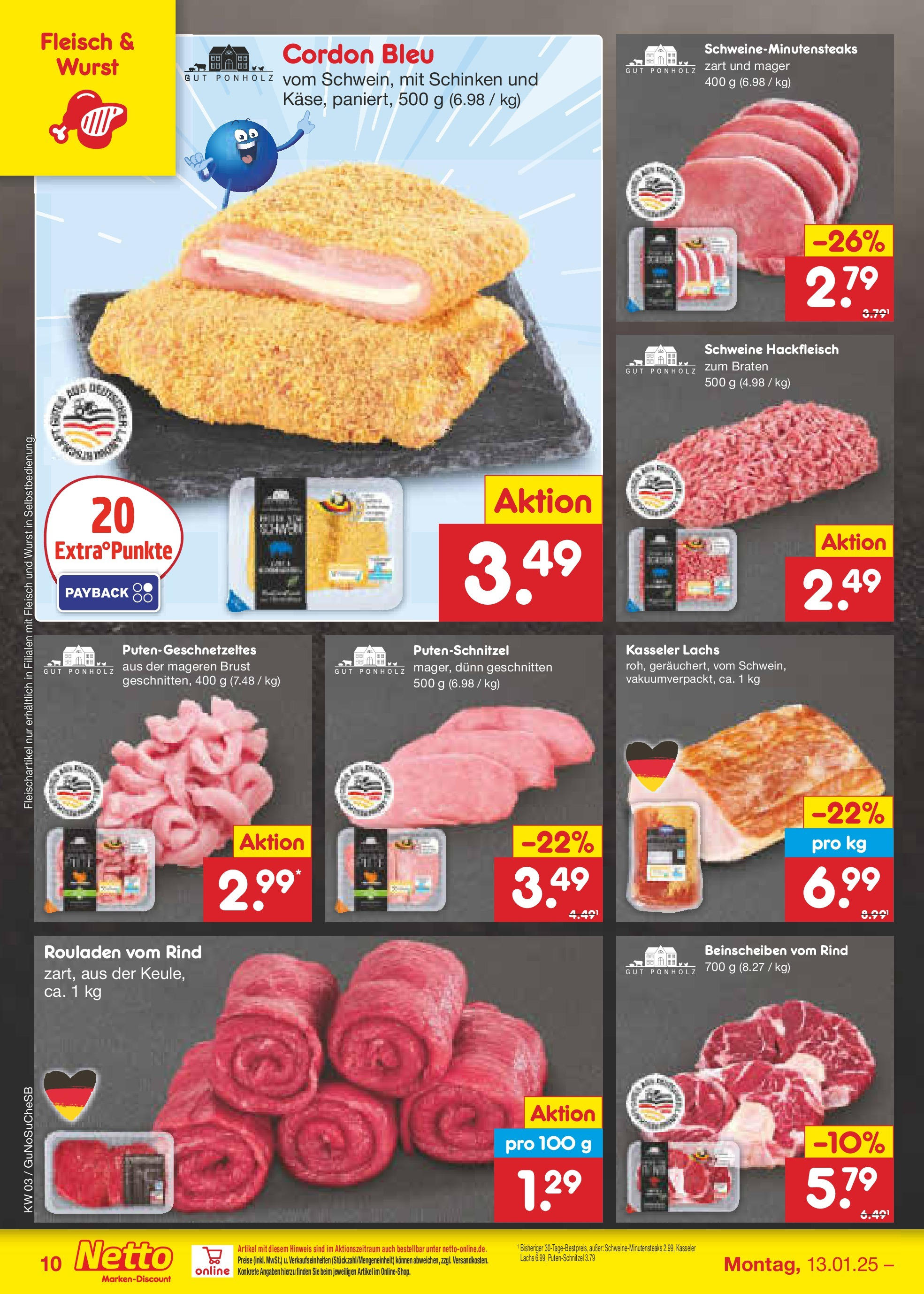 Netto Marken-Discount - Netto: Wochenangebote (ab 12.01.2025) » Angebote | Seite: 16 | Produkte: Putenschnitzel, Wurst, Schinken, Fleisch