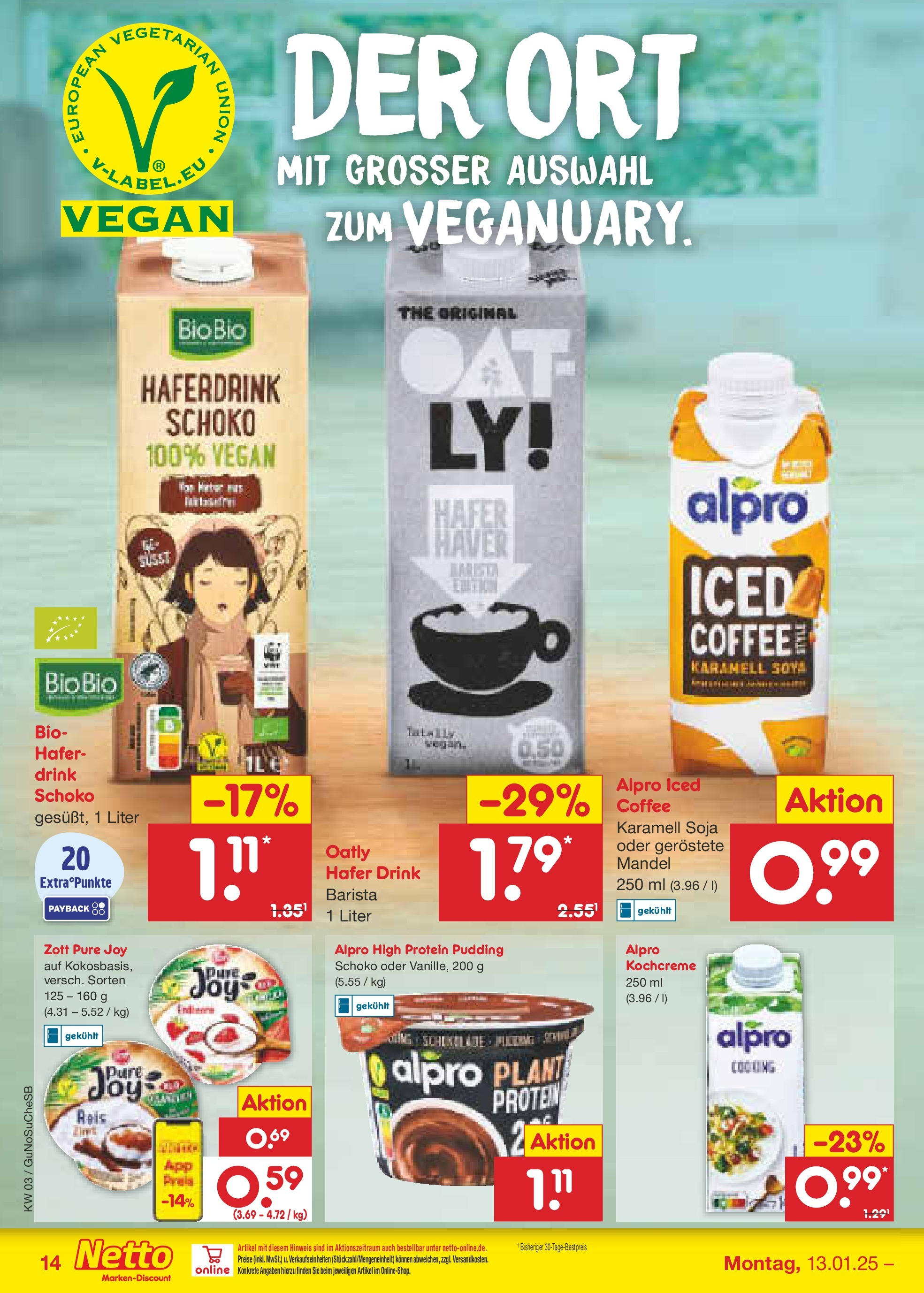 Netto Marken-Discount - Netto: Wochenangebote (ab 12.01.2025) » Angebote | Seite: 22 | Produkte: High protein pudding, Pudding, Haferdrink, Alpro