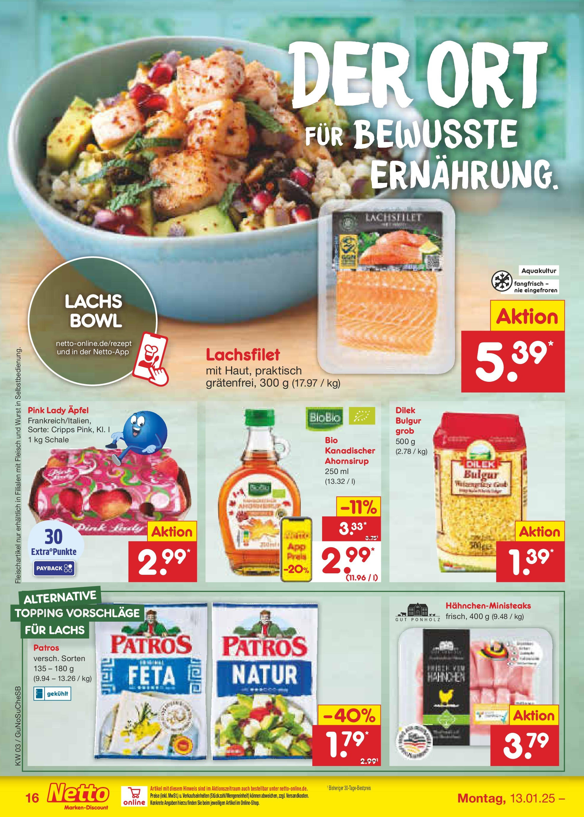 Netto Marken-Discount - Netto: Wochenangebote (ab 12.01.2025) » Angebote | Seite: 24 | Produkte: Äpfel, Patros, Lachs, Wurst