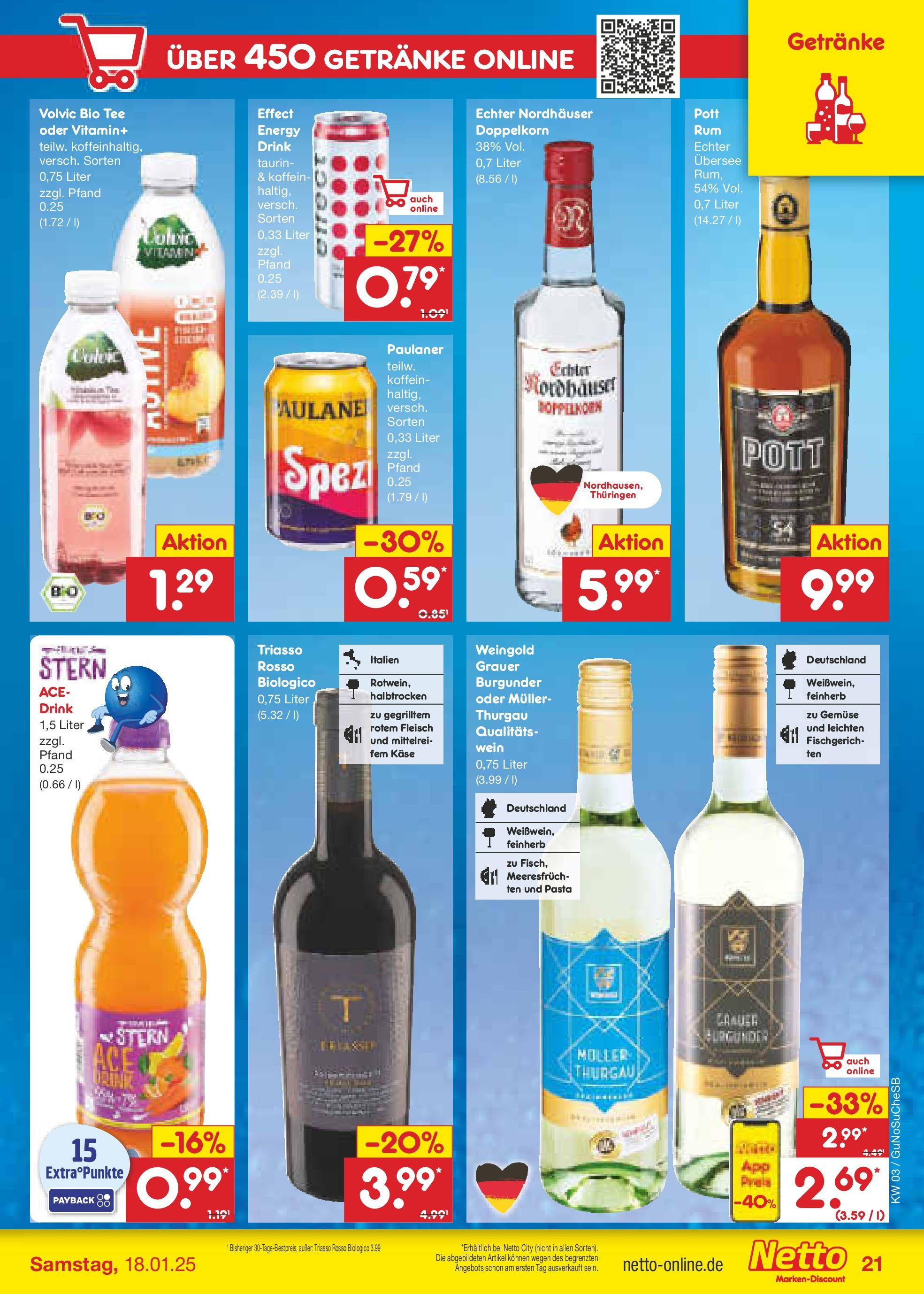 Netto Marken-Discount - Netto: Wochenangebote (ab 12.01.2025) » Angebote | Seite: 31 | Produkte: Gemüse, Pasta, Wein, Tee