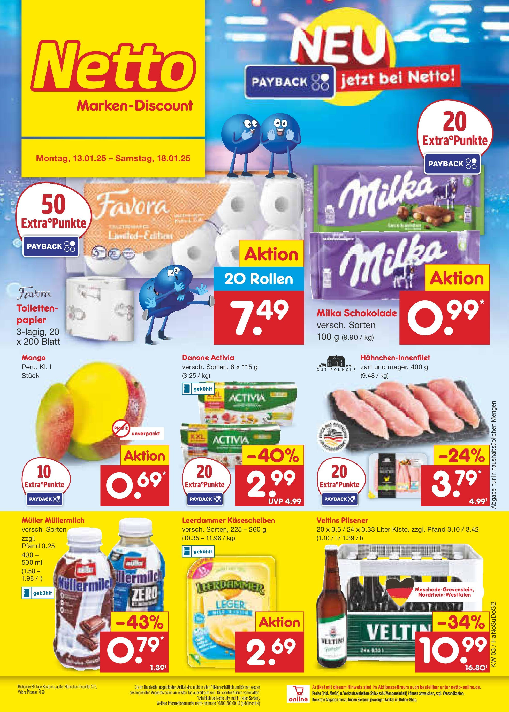 Netto Marken-Discount - Netto: Wochenangebote (ab 12.01.2025) » Angebote | Seite: 1 | Produkte: Activia, Schokolade, Müllermilch, Veltins