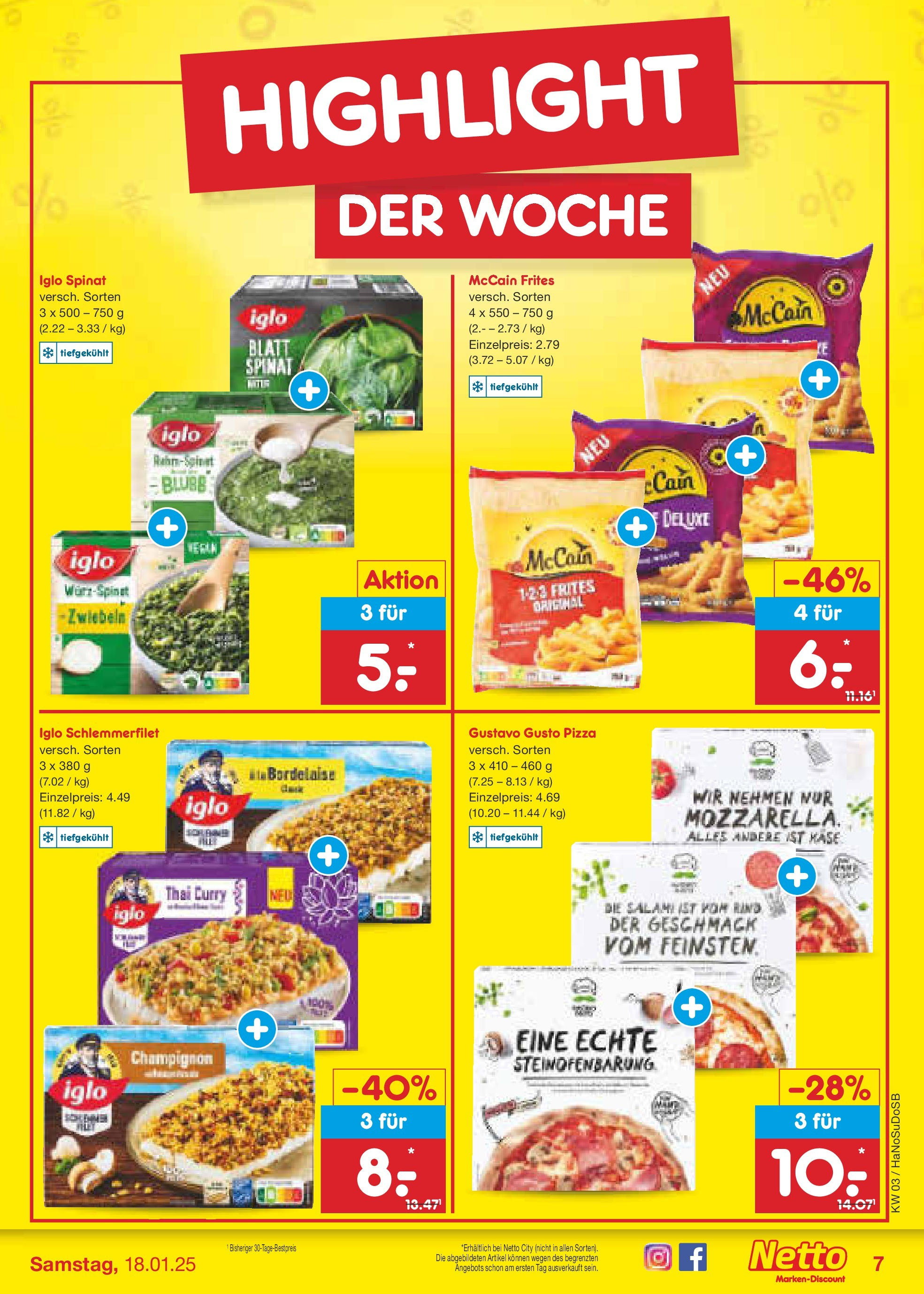 Netto Marken-Discount - Netto: Wochenangebote (ab 12.01.2025) » Angebote | Seite: 9 | Produkte: Gustavo gusto, Iglo, Zwiebeln, Salami