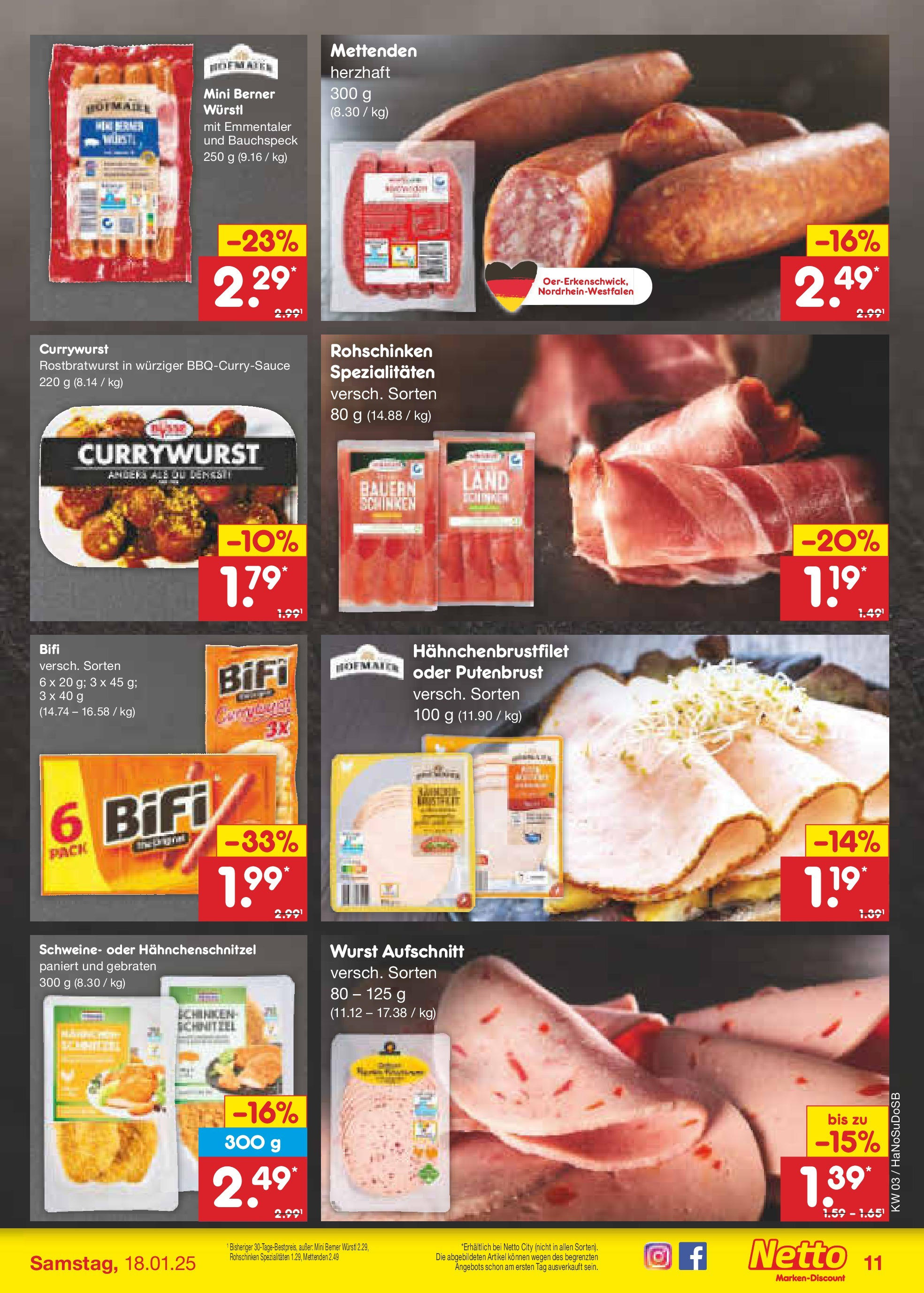 Netto Marken-Discount - Netto: Wochenangebote (ab 12.01.2025) » Angebote | Seite: 17 | Produkte: Bifi, Würstl, Wurst